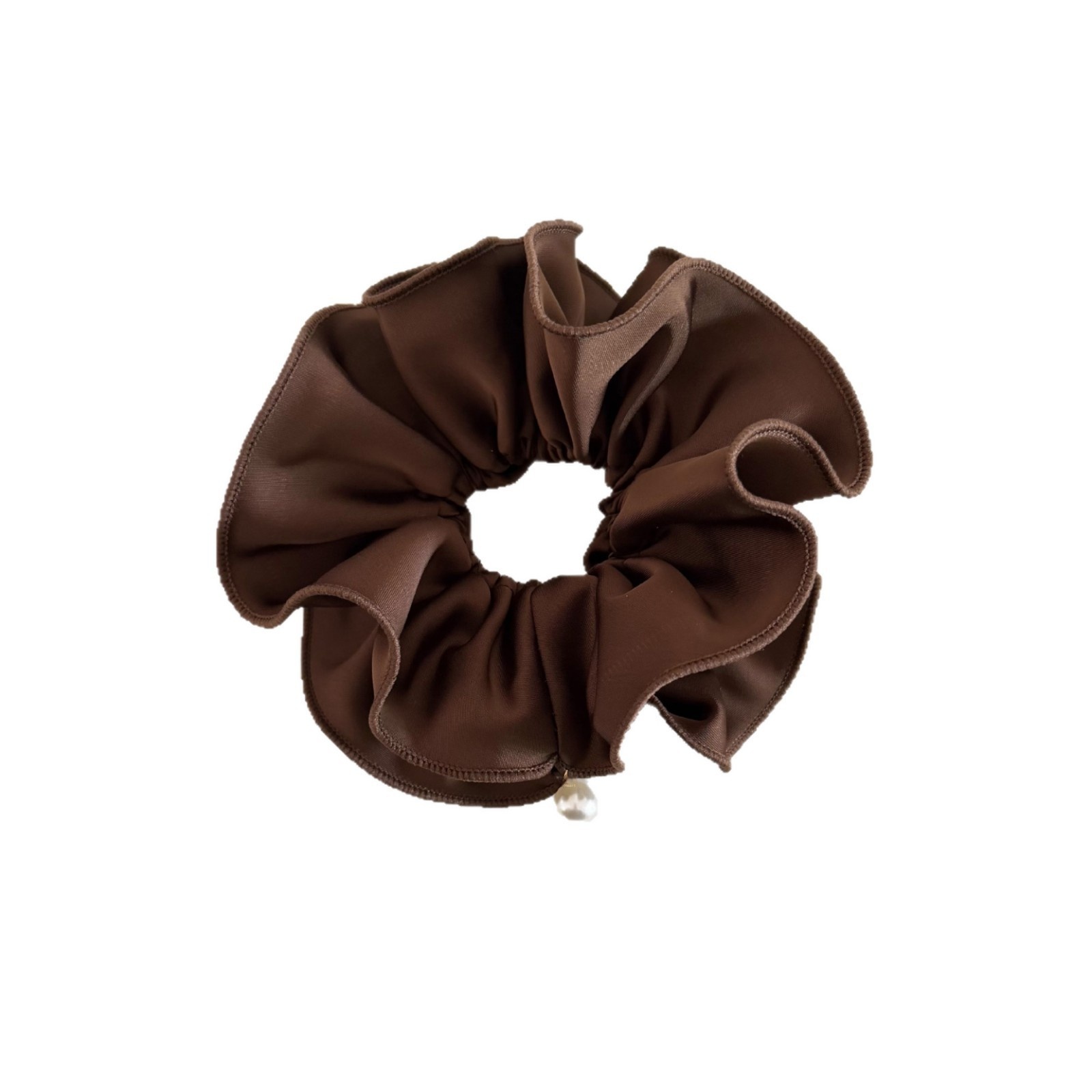 Women's Satin Ruched Bowknot Hair Tie Soft Pearl Elegant Solid Color