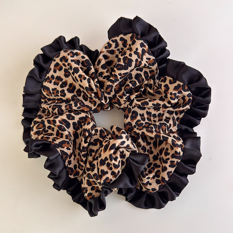Women's Elegant Retro Satin Ruffle Party Hair Tie Leopard Print