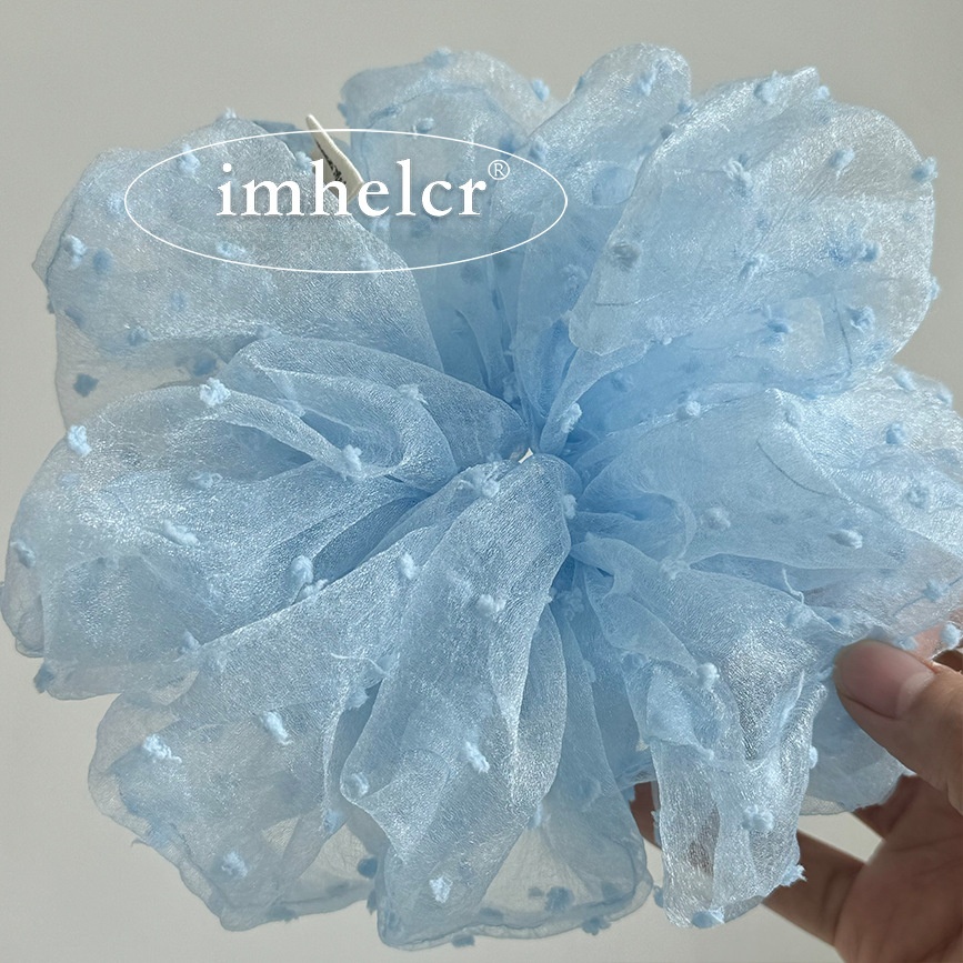 Women's Summer Tulle Bubble Braid Hair Tie Ponytail Holder Polka Dots