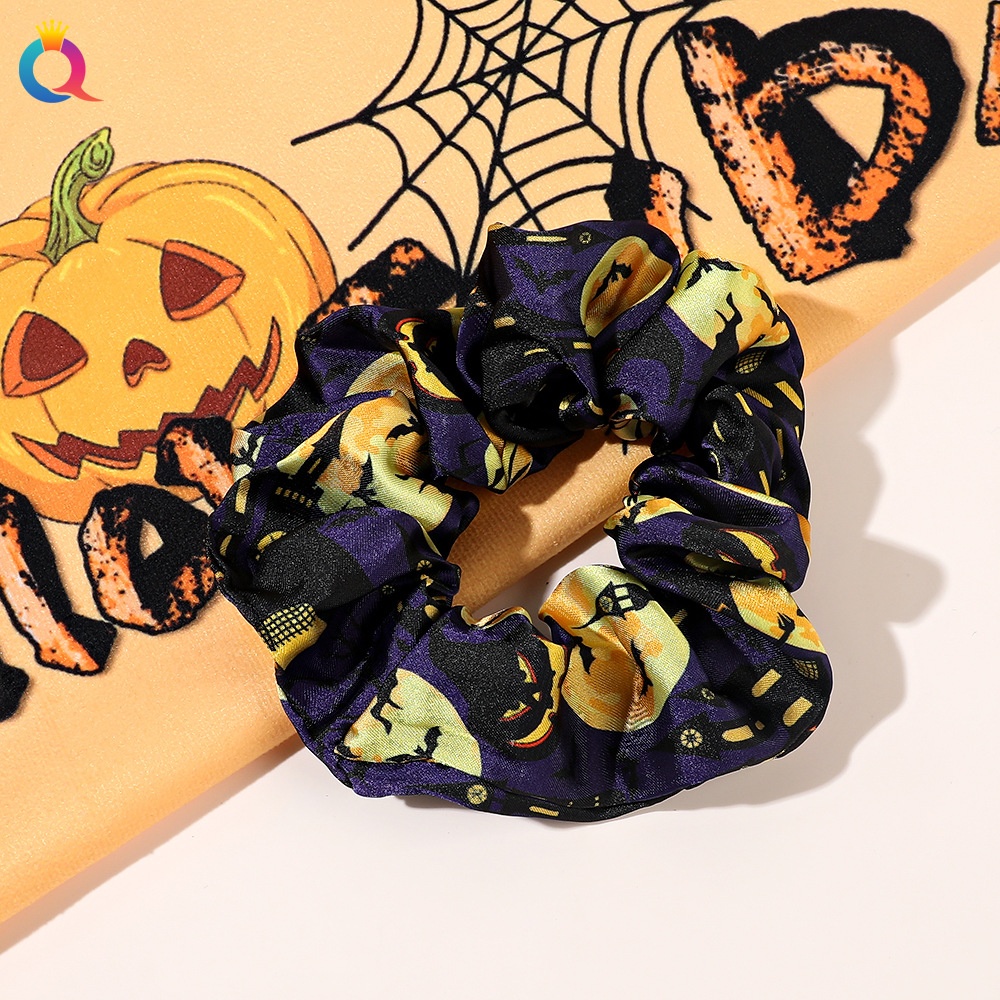 Women's Elastic Halloween Hair Tie Funny Pumpkin Skull Pattern
