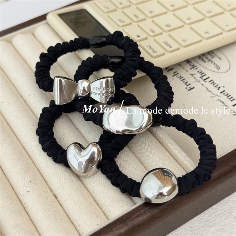 Women's Elegant Alloy Hair Tie Silver Geometric Heart