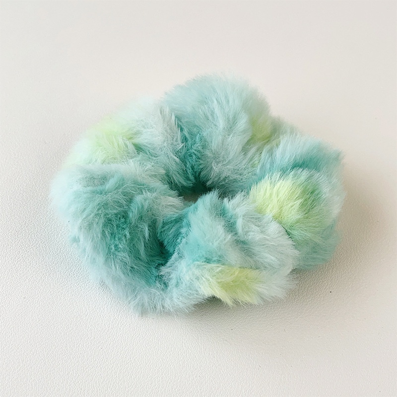 Women's Winter Soft Plush Elastic Hair Scrunchies Colorful Tie-Dye