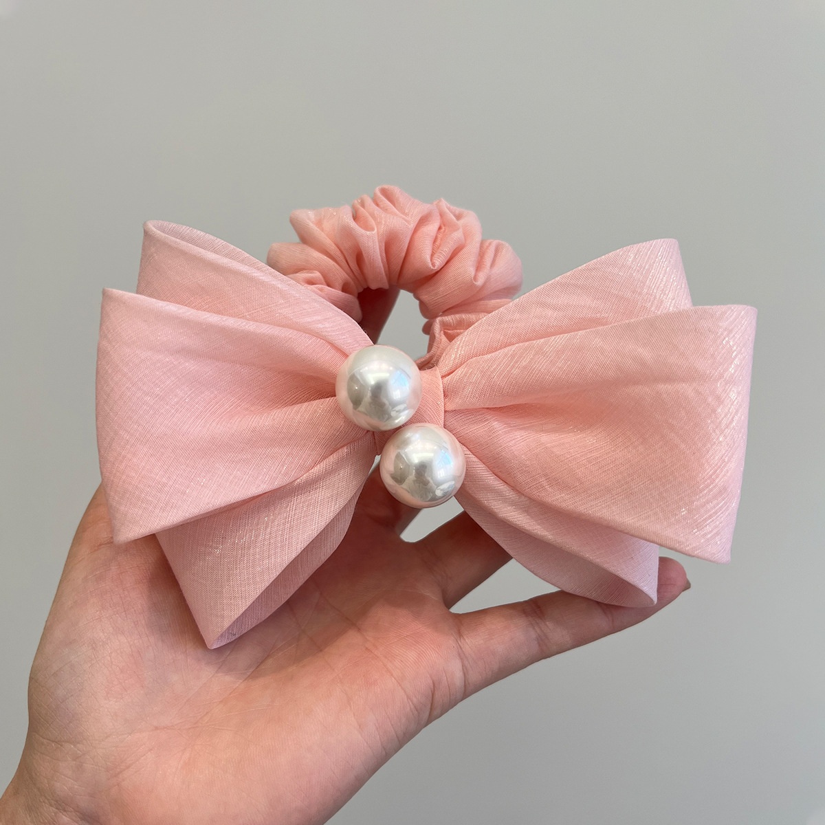 Women's French Pearl Bowknot Hair Ties Elegant Rose Cloth Elastic Band