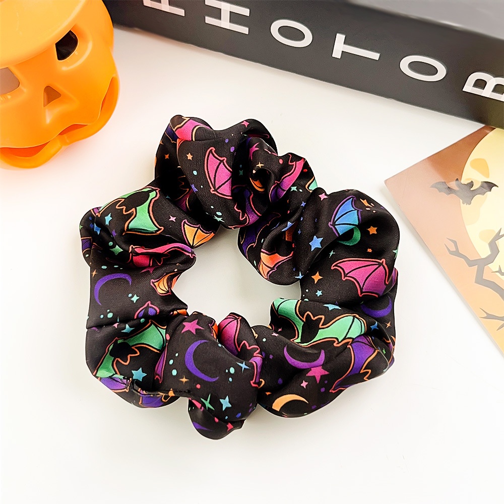 Women's Halloween Cloth Elastic Scrunchies Retro Pumpkin Skull