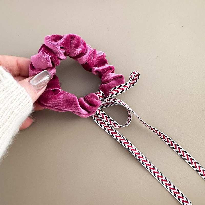 Women's New Year Christmas Bowknot Hair Ties High Elasticity Cloth Bands