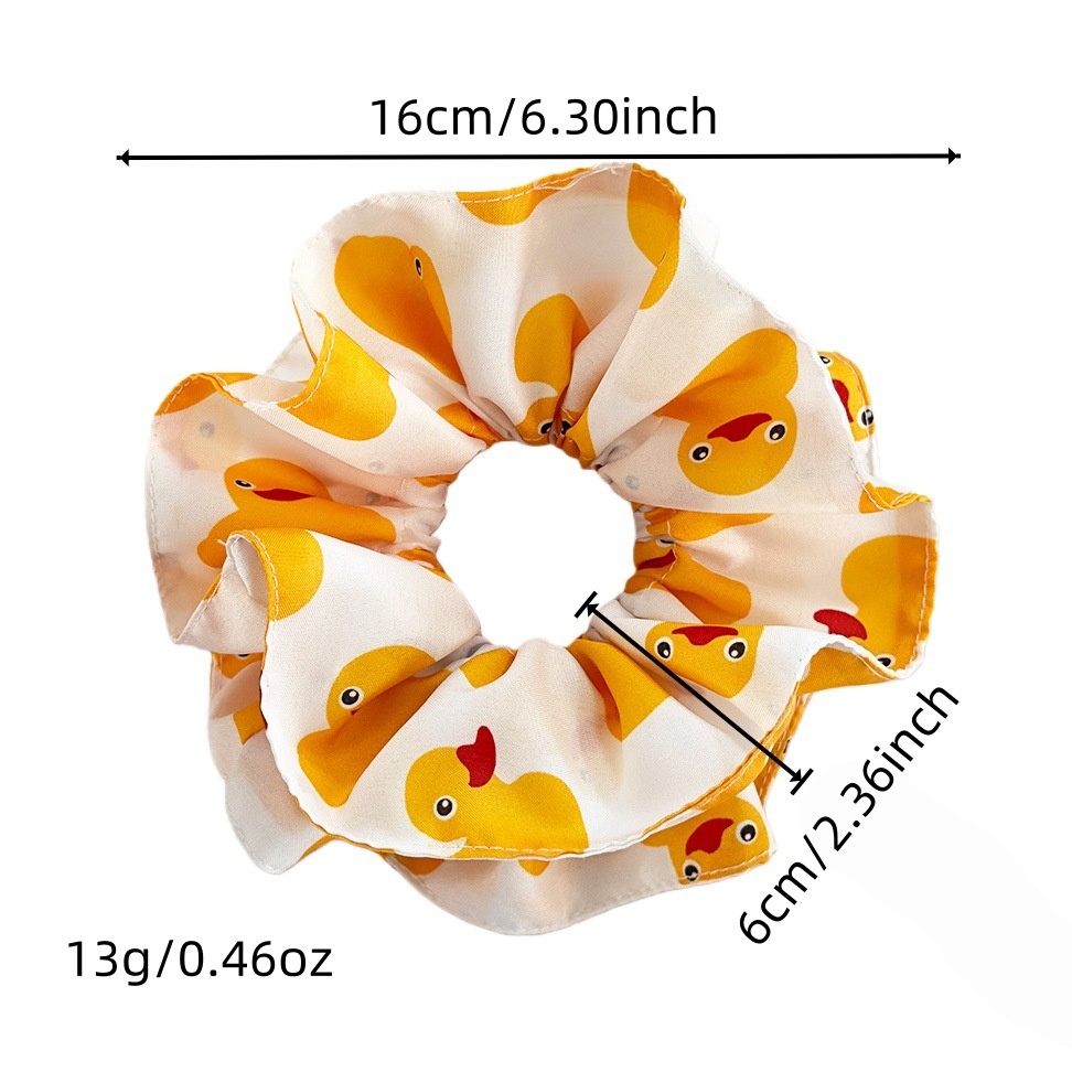 Women's Pleated Cloth Hairband Yellow Cartoon Duck Triangle Pattern
