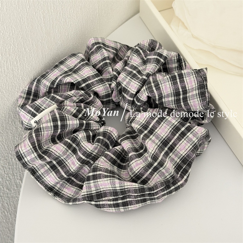 Women's Sweet Comfortable Cloth Hair Tie For All Seasons Blue Plaid