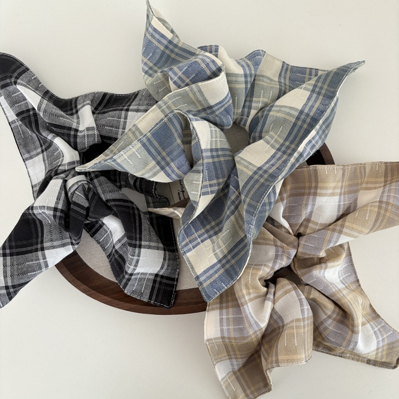 Women's Everyday Preppy Cloth Hair Scrunchie Blue Checkered Plaid