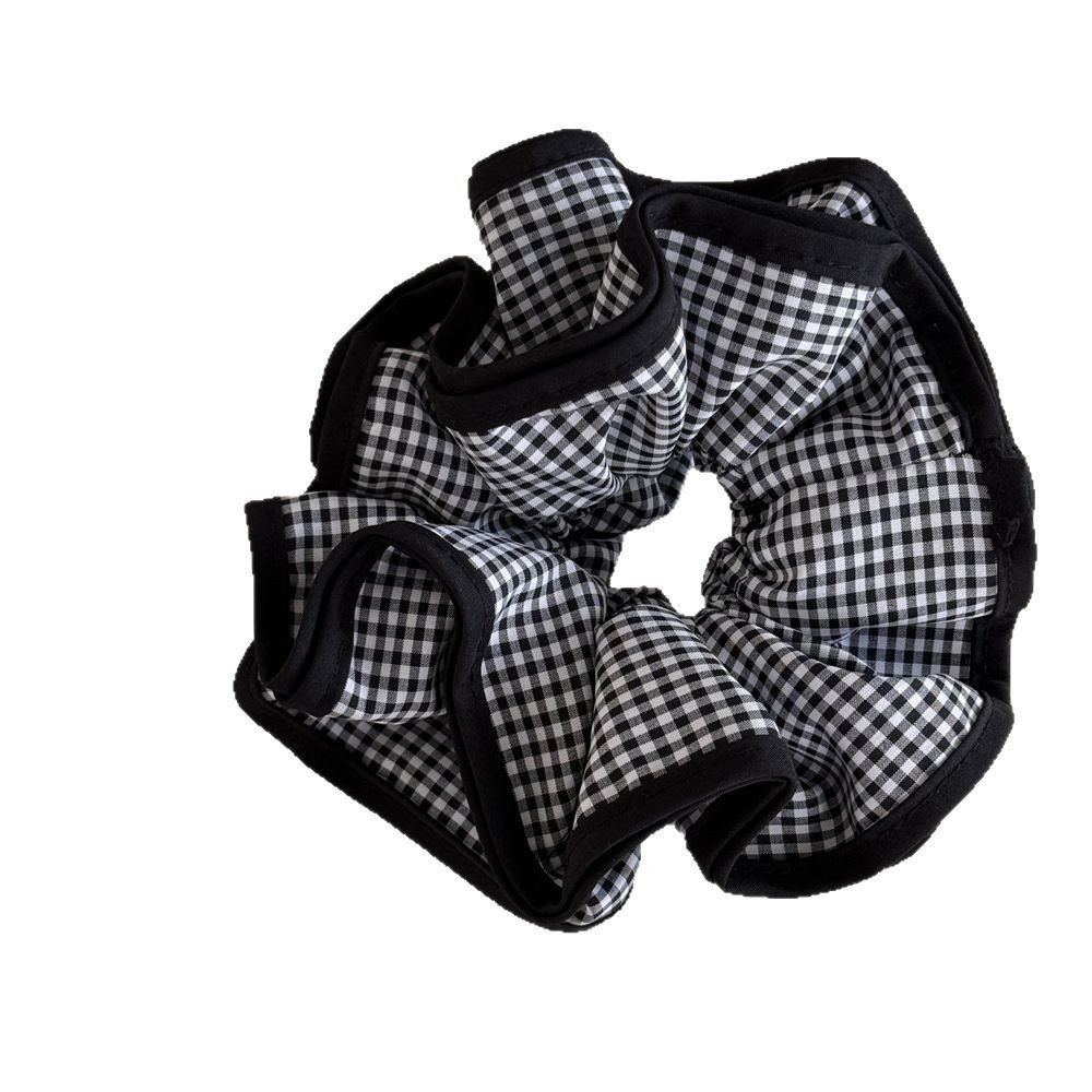 Women's Sweet Summer Soft Cloth Hair Tie Black And White Plaid