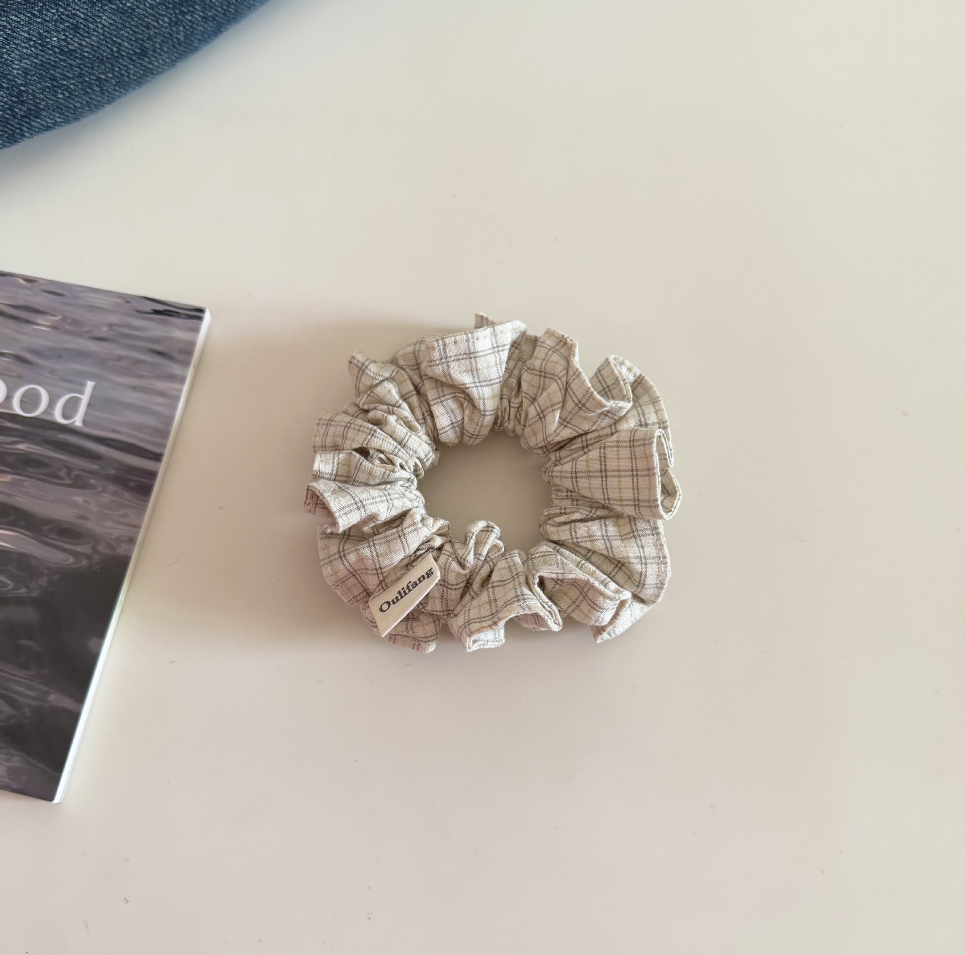 Women's Daily Commute Cloth Hair Scrunchies Coffee Checkered Plaid