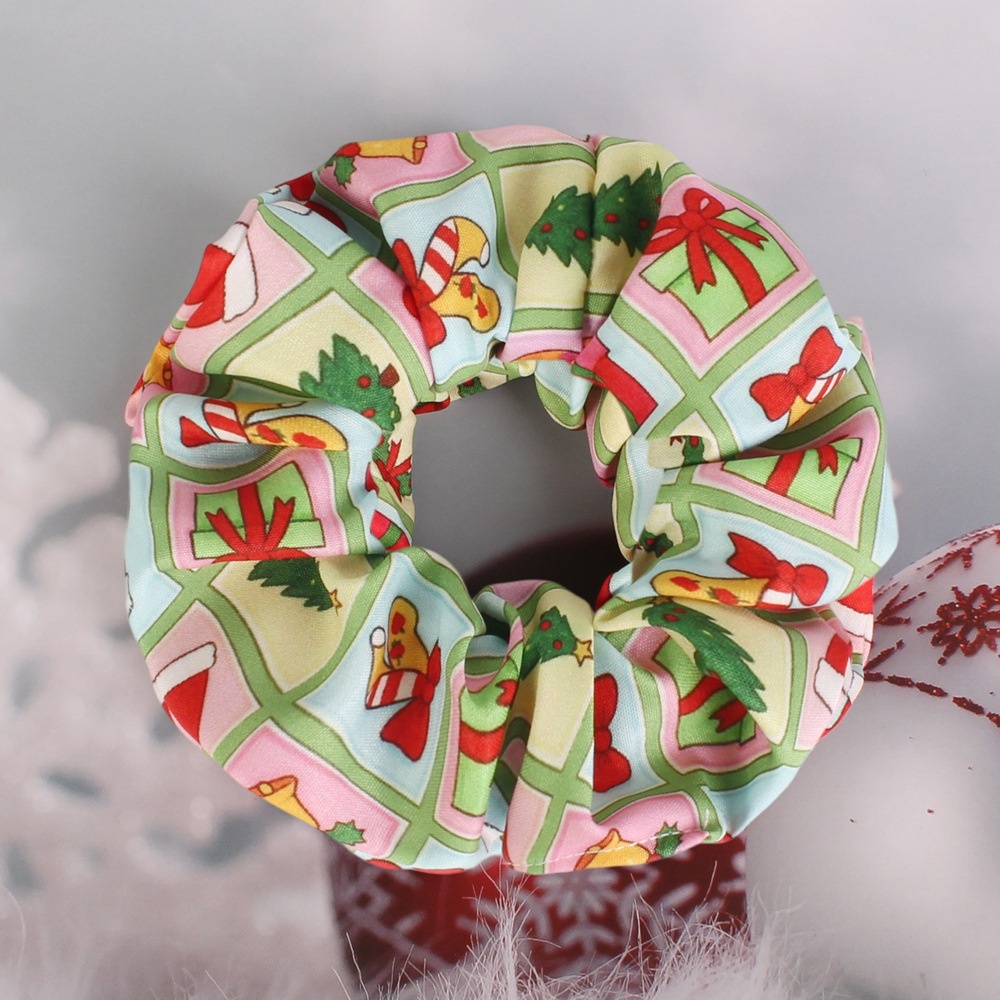 Women's Polyester Scrunchie Hair Tie For High Ponytail Christmas Floral Print