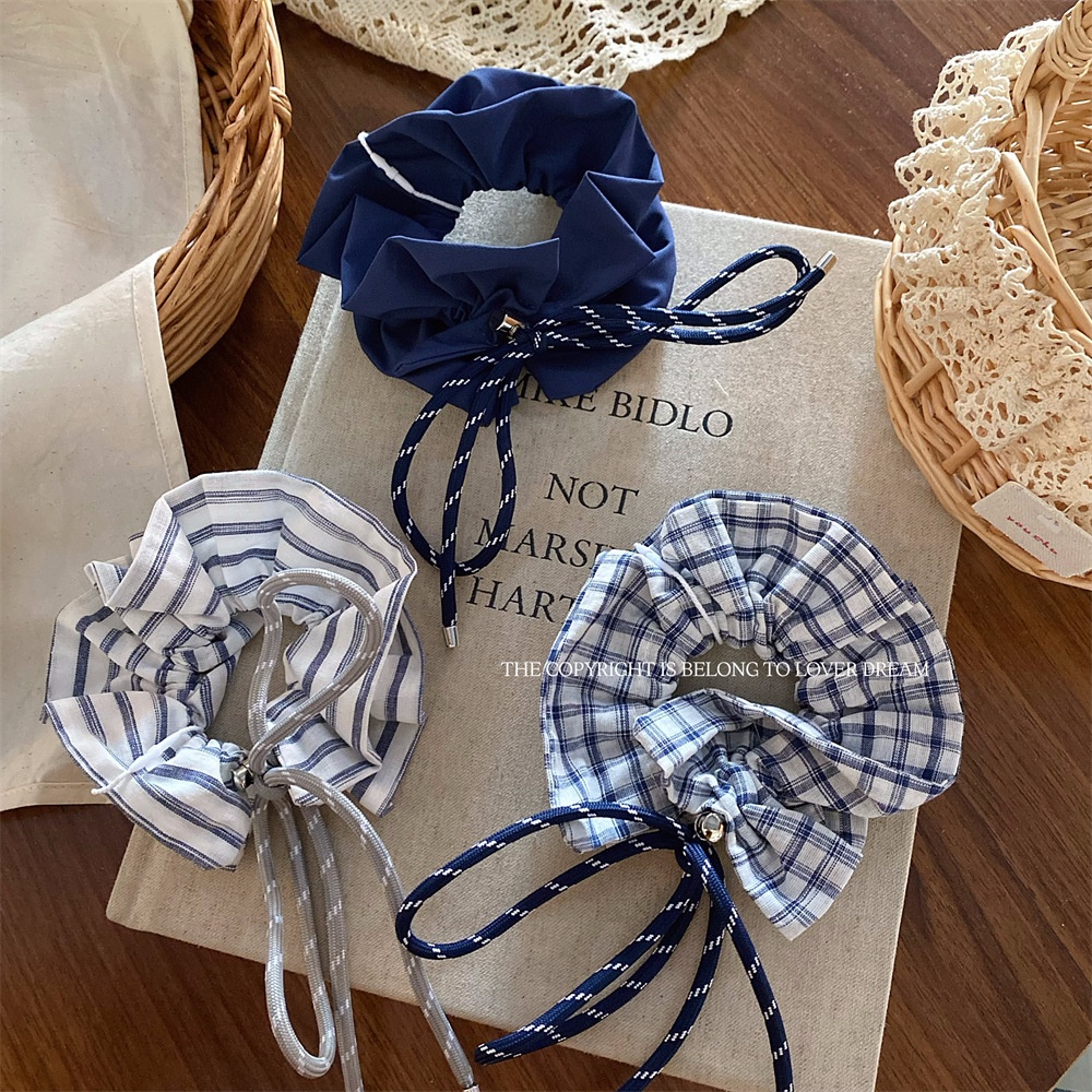 Girls Synthetic Large Bowknot Hair Tie Ponytail Holder Multi-Color Checkered