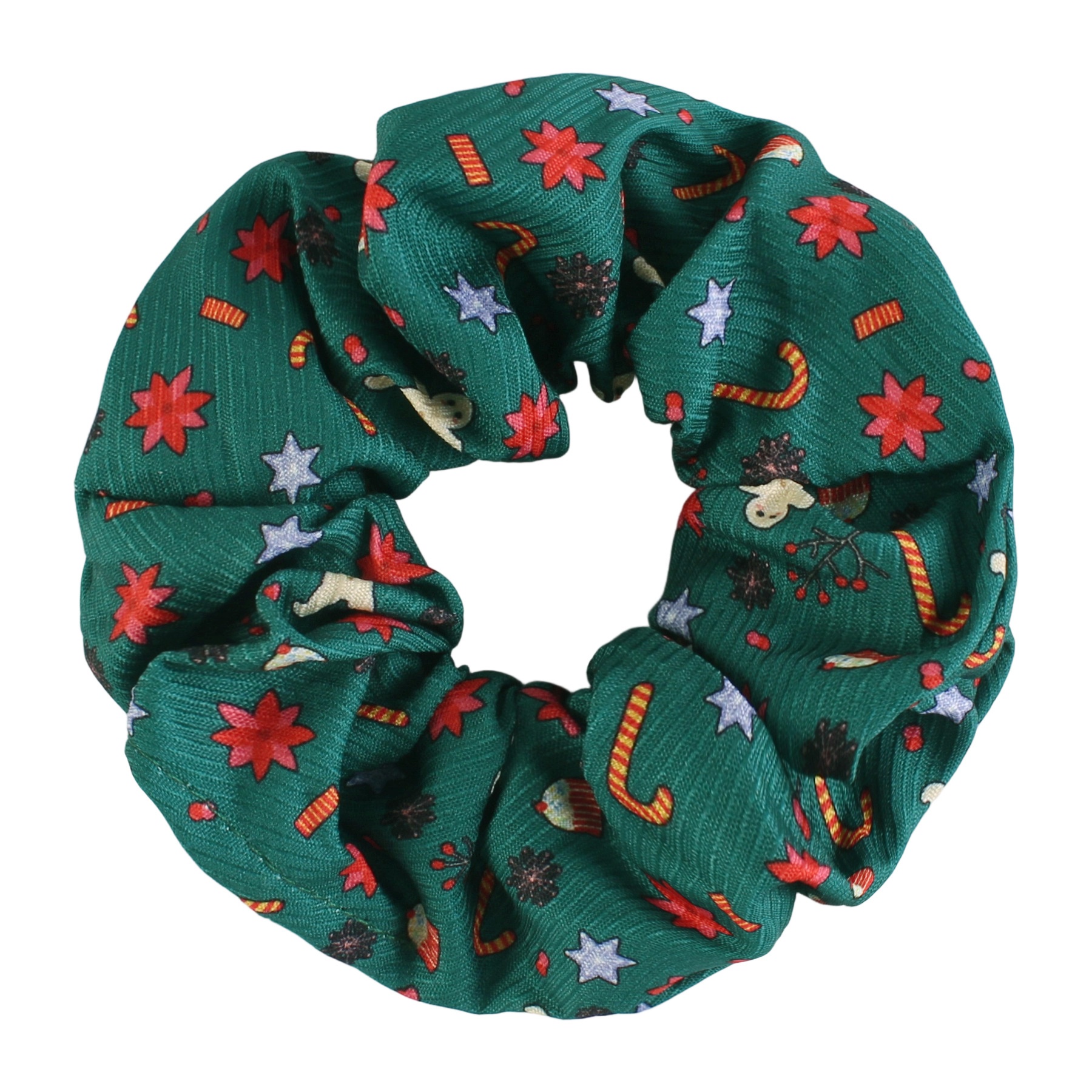 Women's Christmas Party Fabric Bow Hair Tie Reindeer Snowman Pattern