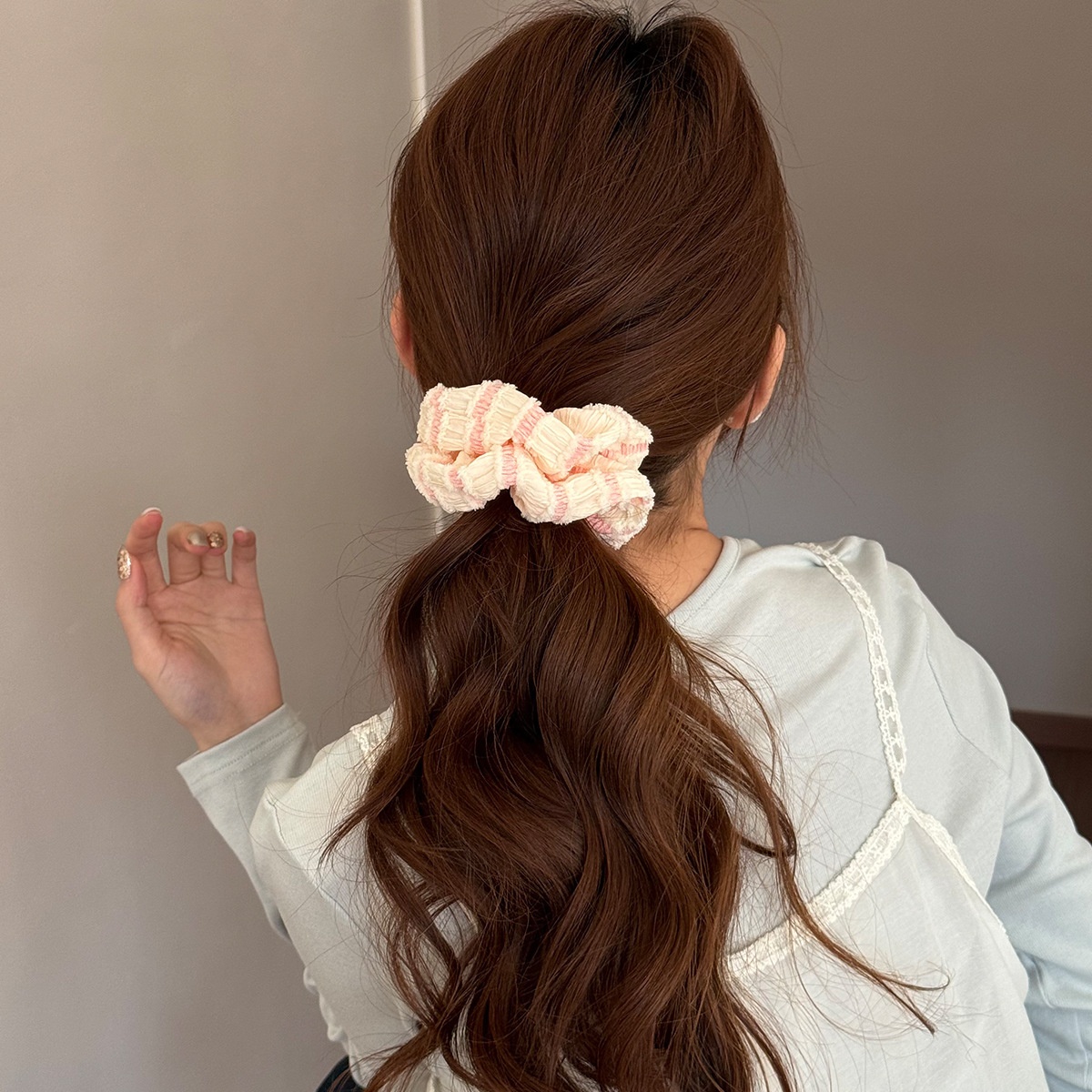 Women's Sweet Daily Soft Plush Polyester Hair Tie Yellow Color Block