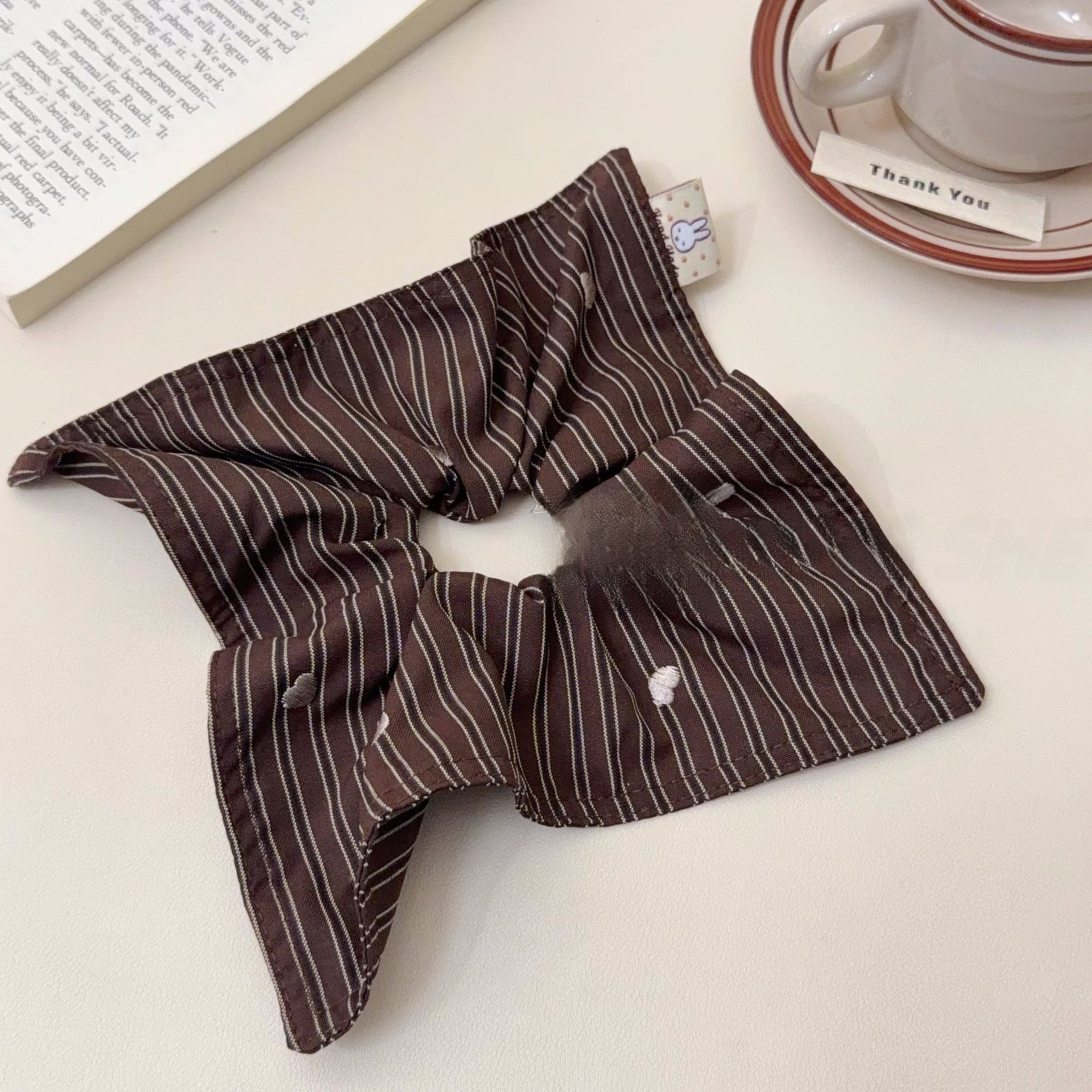 Women's Spring French Style Cloth Hair Tie Coffee Heart Pattern