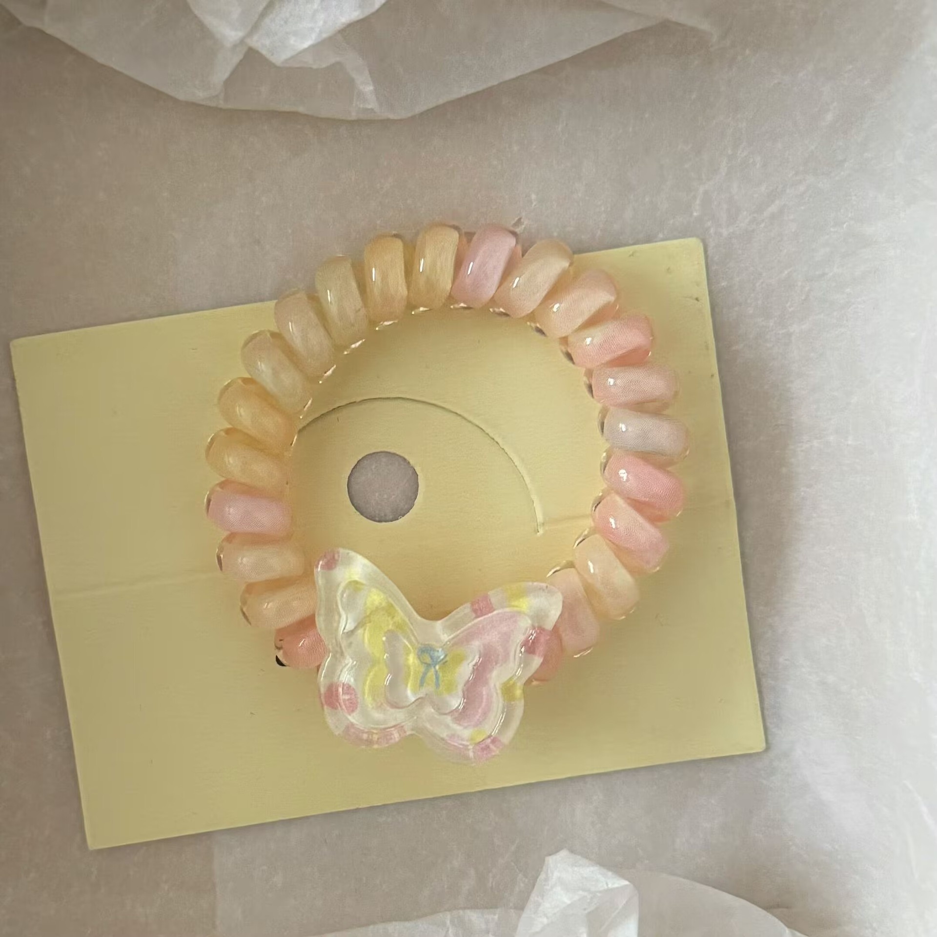 Girls Summer Phone Line Ponytail Hair Bands Ice Transparent Butterfly