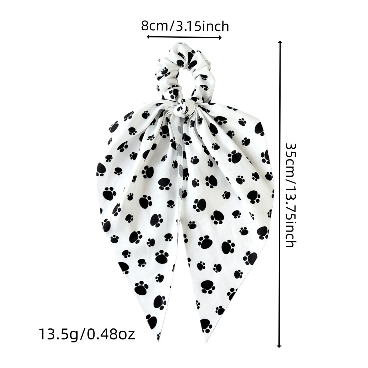 Women's Spring Cloth Hair Tie Accessory Cute Black Paw Print Bow Knot