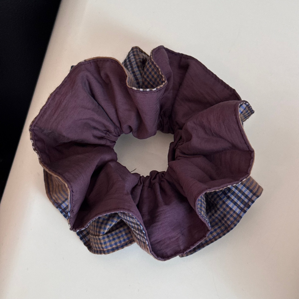 Women's Spring Lace Hair Tie Accessories Purple Plaid Pattern