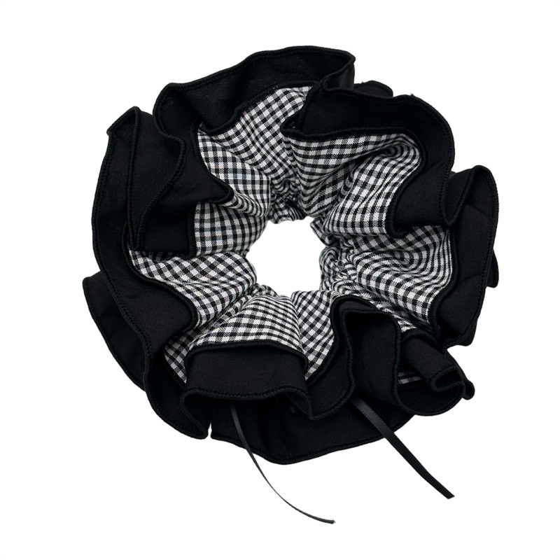 Women's Fabric Large Bowknot Ponytail Hair Tie Autumn Sweet Plaid