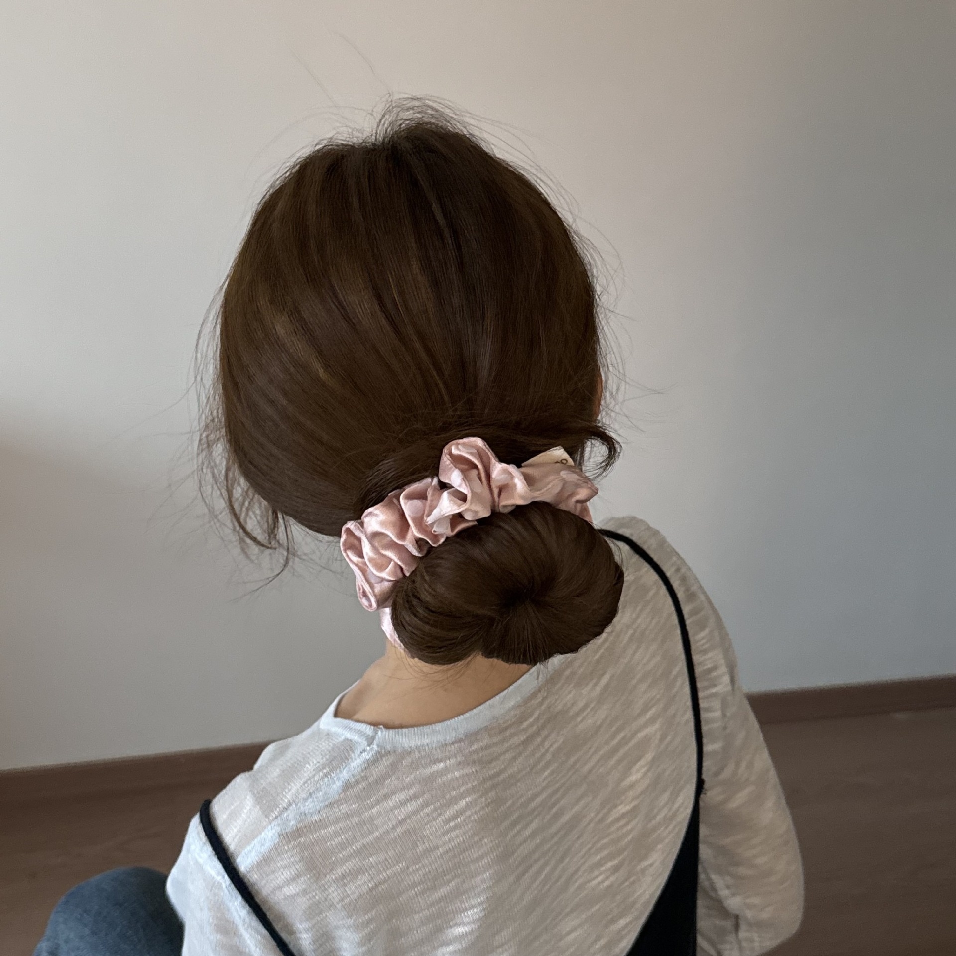 Women's Spring Satin Hair Tie Pink Polka Dots