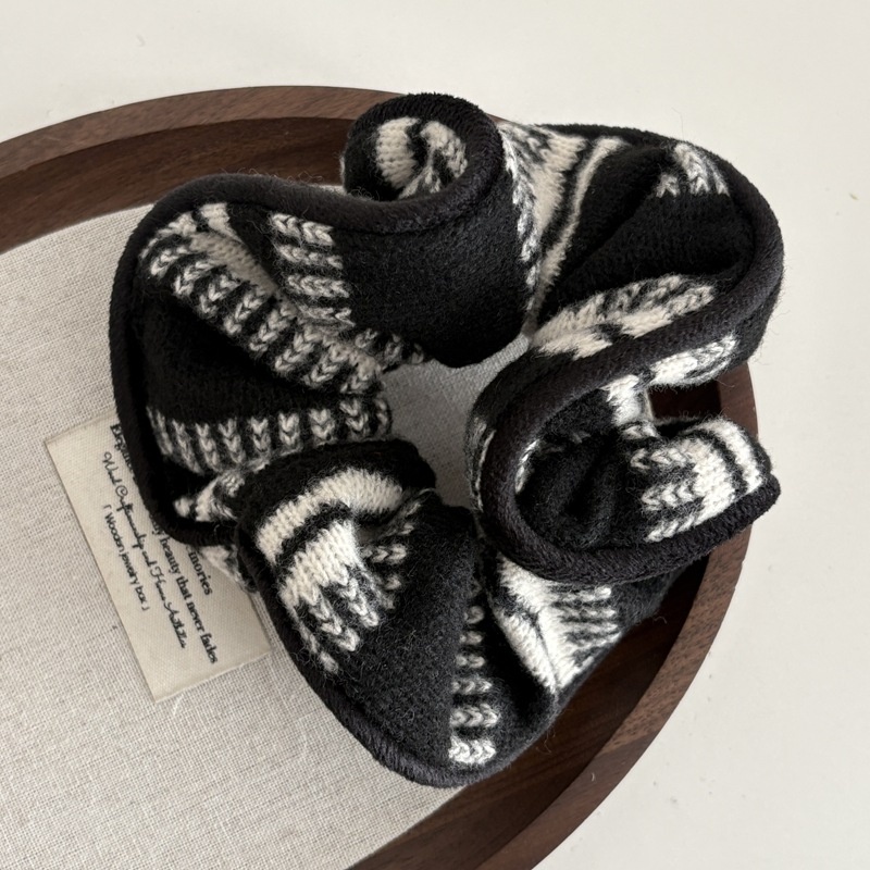 Women's Vintage Winter Knitted Wool Headband Striped Plaid Polka Dot