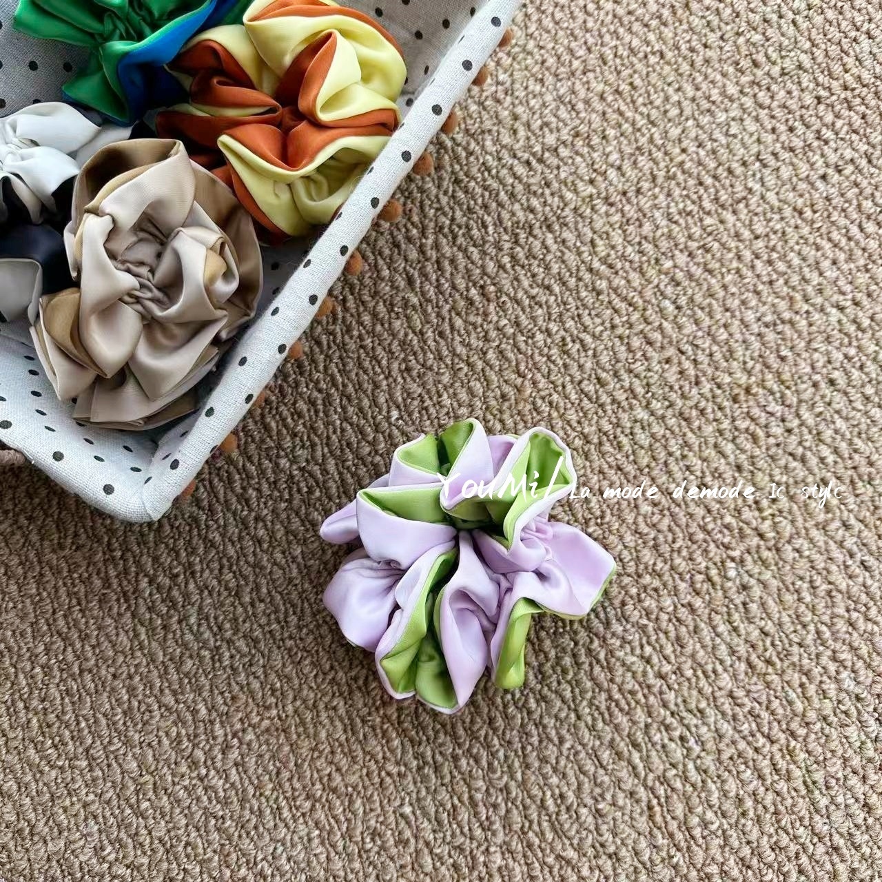 Women's French Style Spring Hair Tie Accessory Elegant Solid Satin