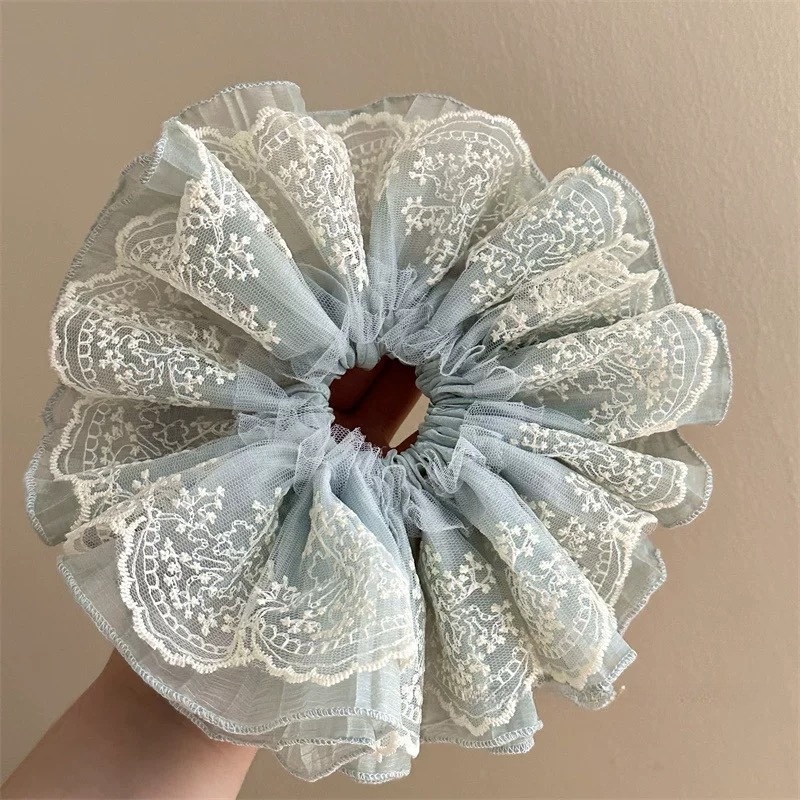 Women's Elegant Large Cloth Scrunchie Banquet Hair Tie Ditsy Floral