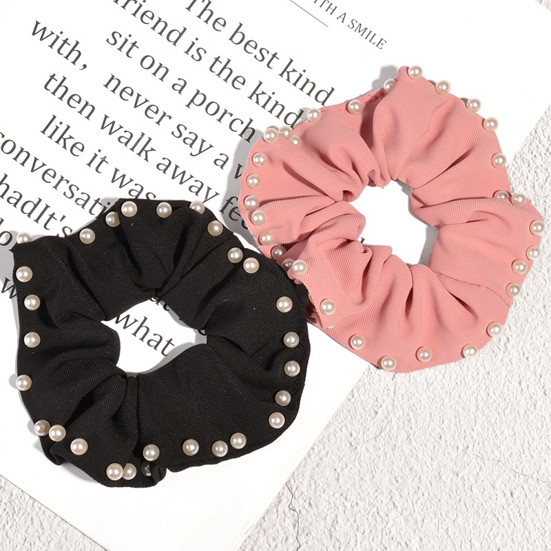 Women's Korean Pearl Hair Scrunchies Festival Headwear Solid Color