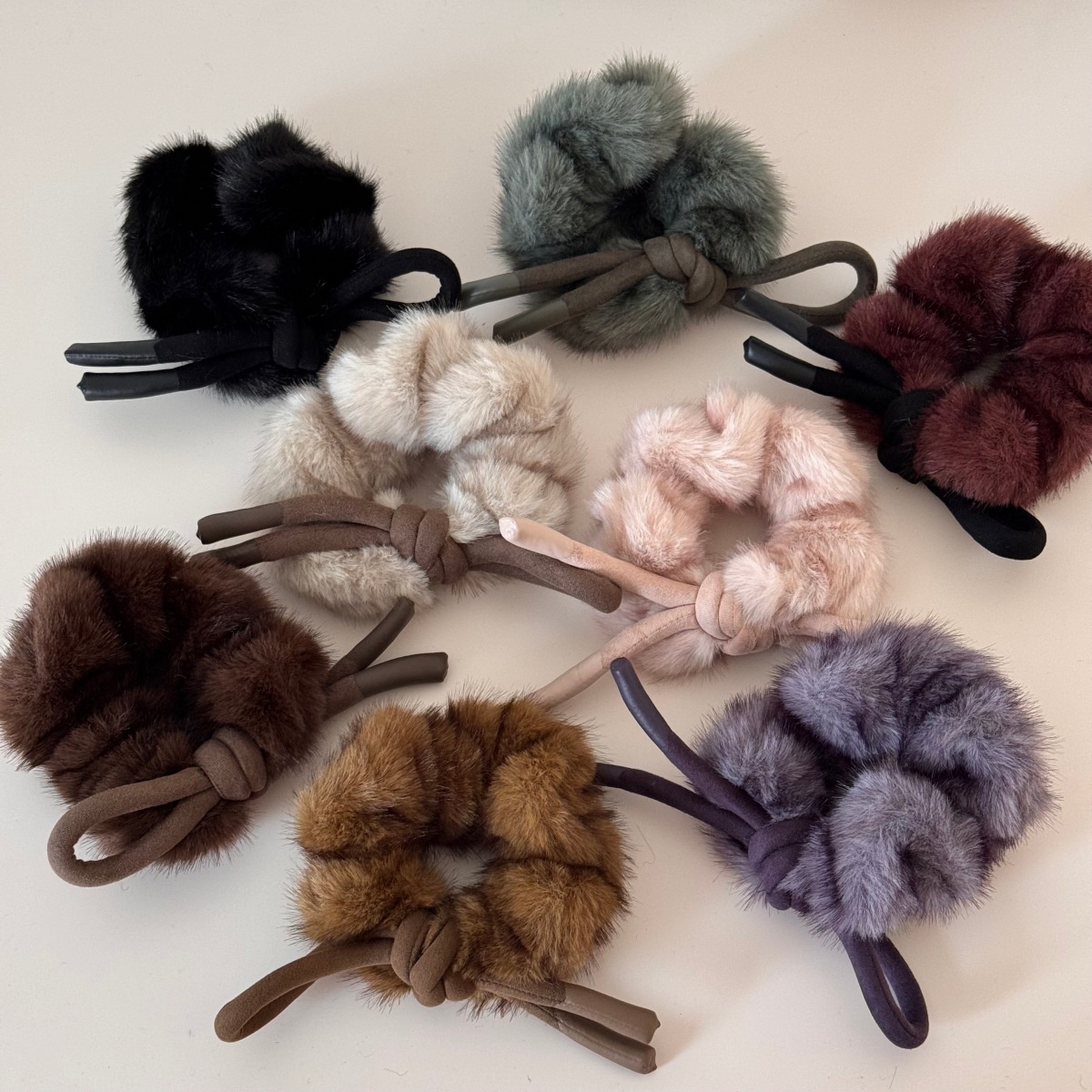 Women's Winter Flannel Ponytail Hair Ties Large Bowknot Multicolor