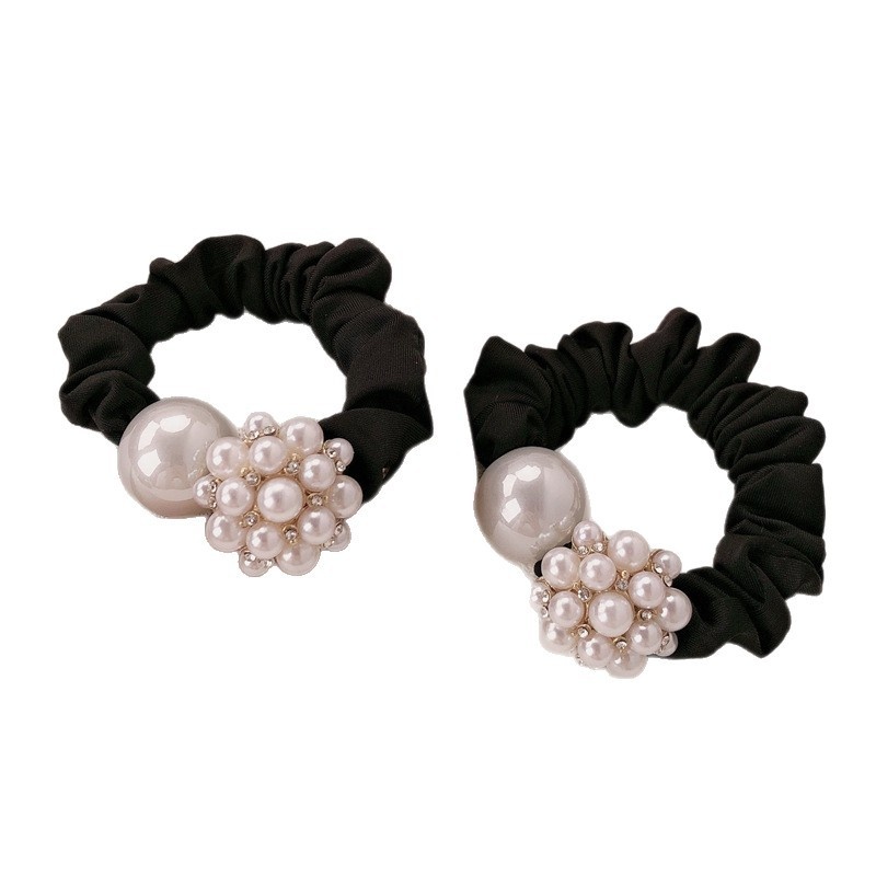 Women's High Elasticity Pearl Hair Tie Durable Cloth Band All Seasons