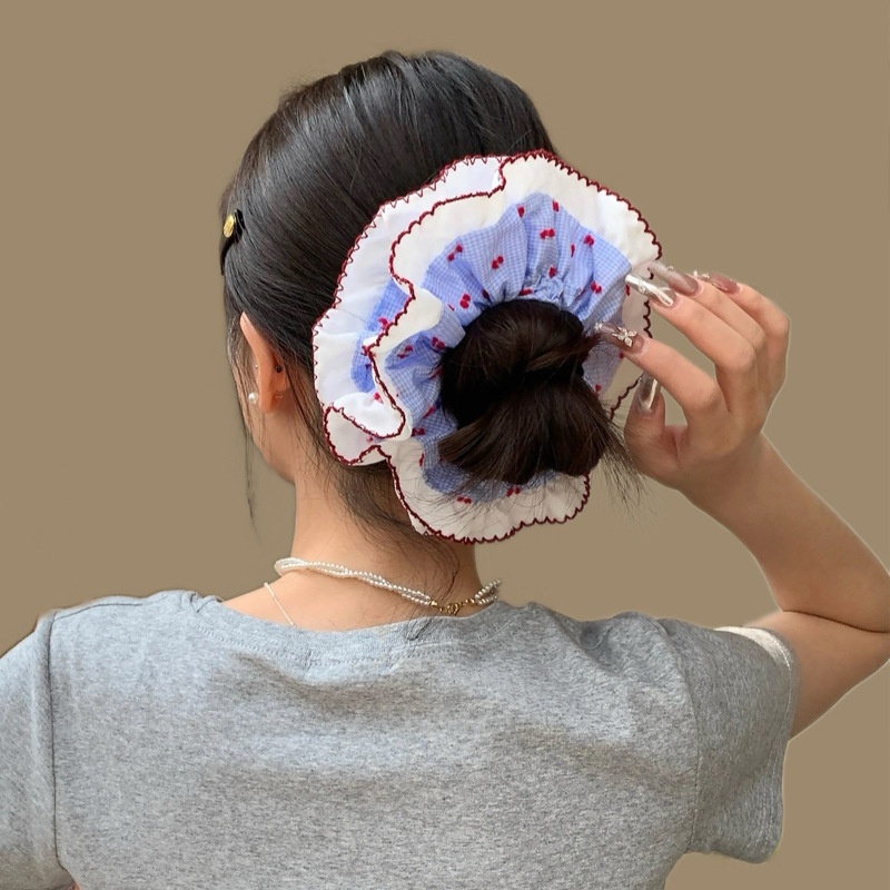 Women's Elegant Large Cloth Scrunchie Banquet Hair Tie Ditsy Floral