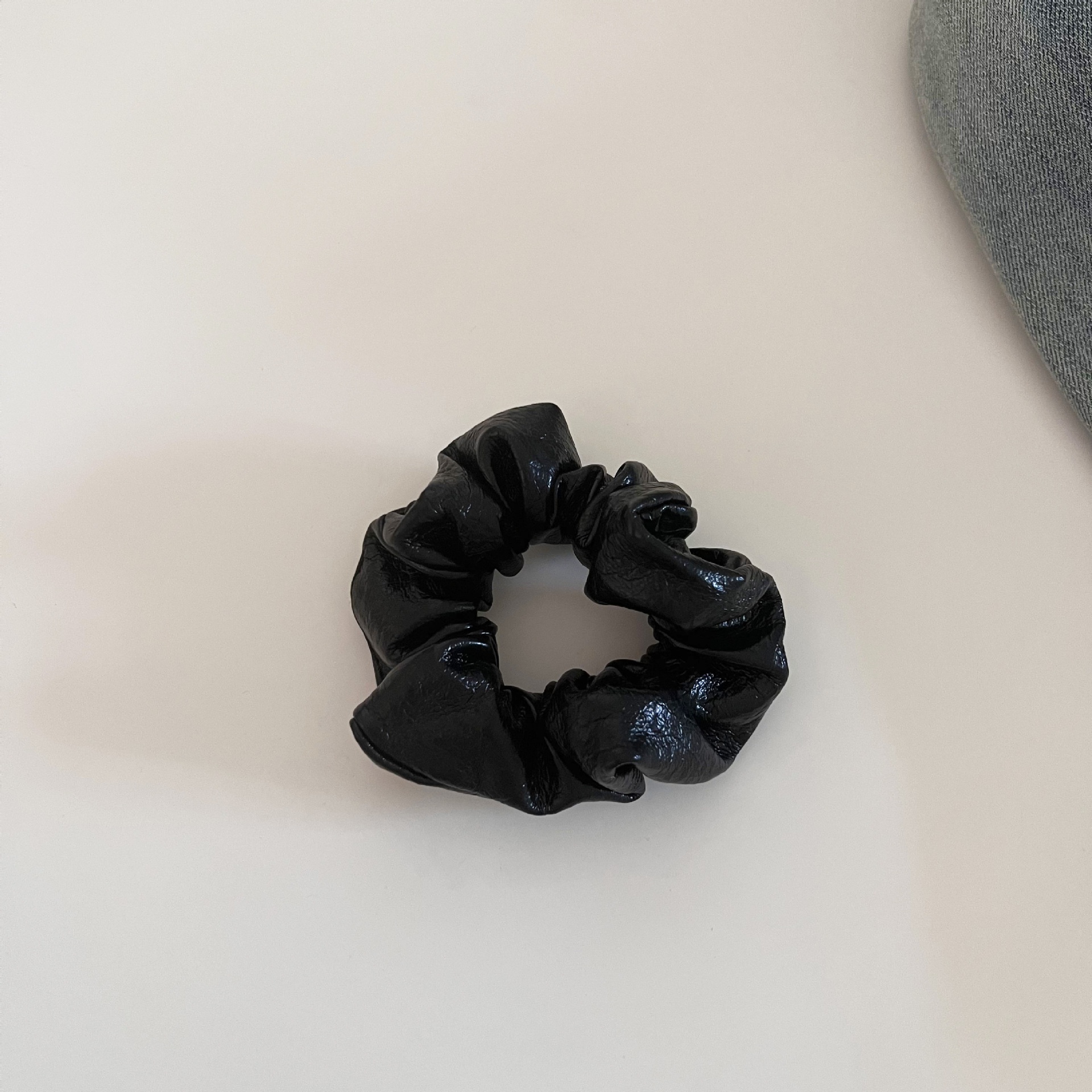 Women's Retro PU Leather Low Bun Hair Tie Autumn Winter Solid Color