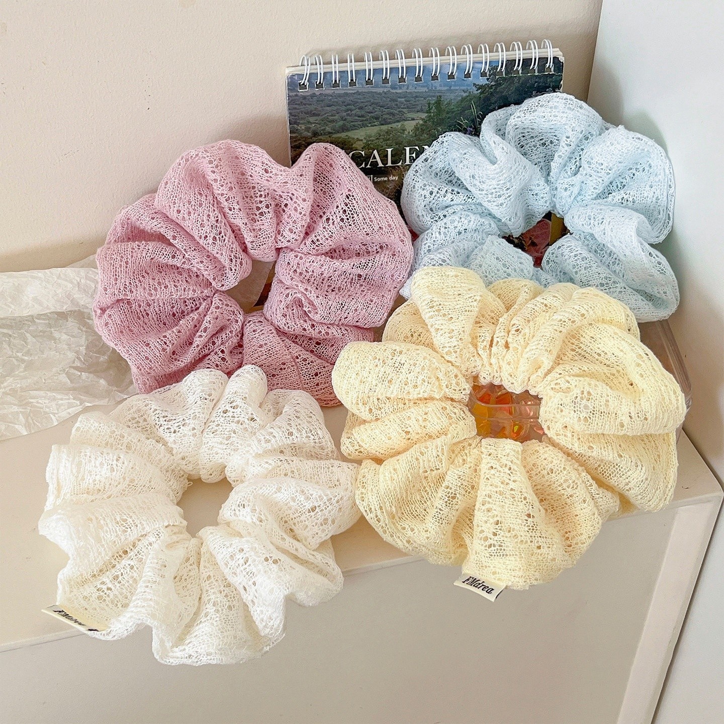 Women's Spring Soft Cloth Everyday Hair Tie Scrunchie Solid Sky Blue