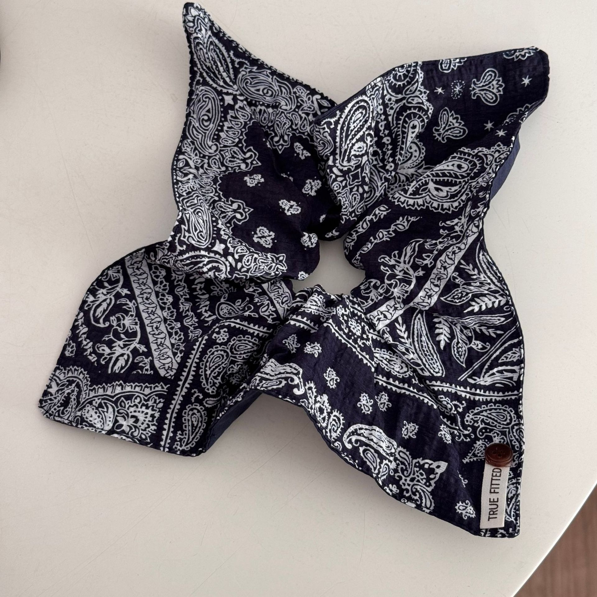 Women's Vintage Summer Bubble Braid Hair Rope Navy Blue Cashew Lace