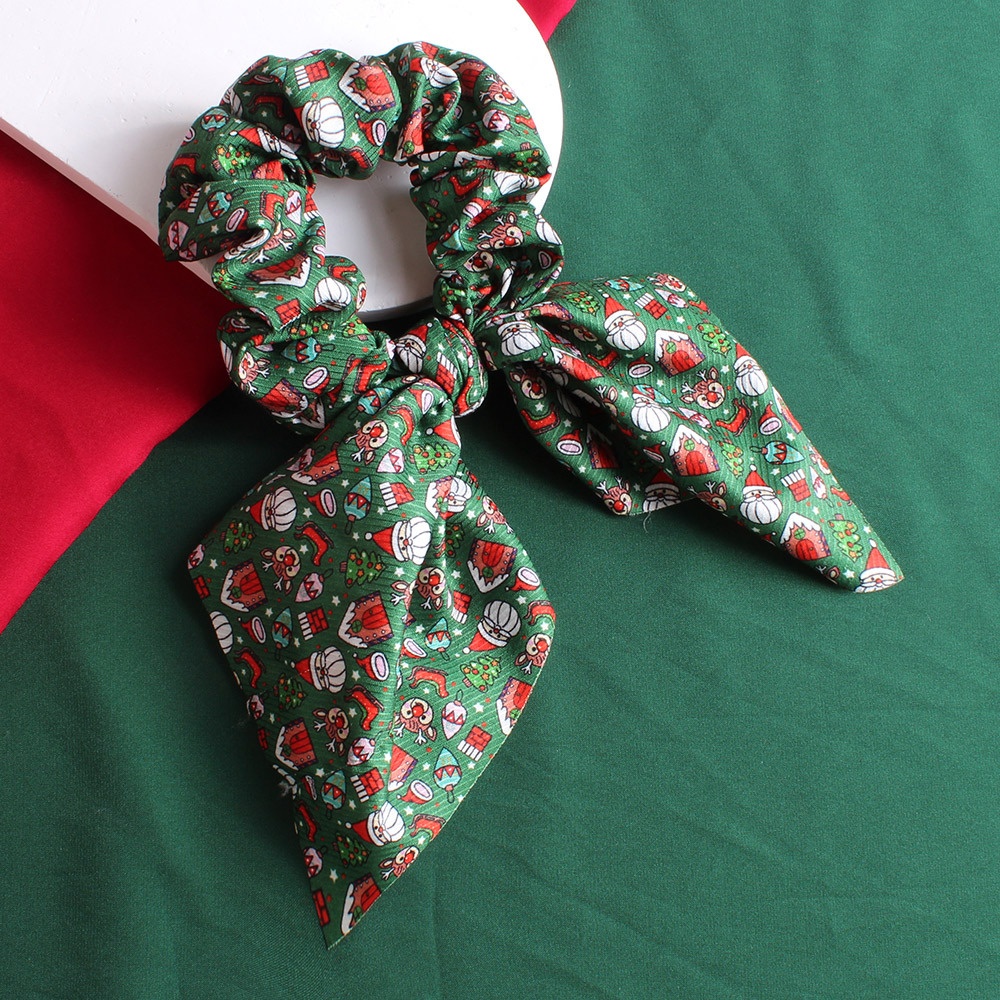 Women's Festive Plaid Scrunchies Cute Christmas Cloth Hair Ties
