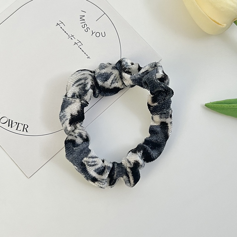 Girls High Elasticity Velvet Hair Band No Damage Winter Leopard Print Hair Tie