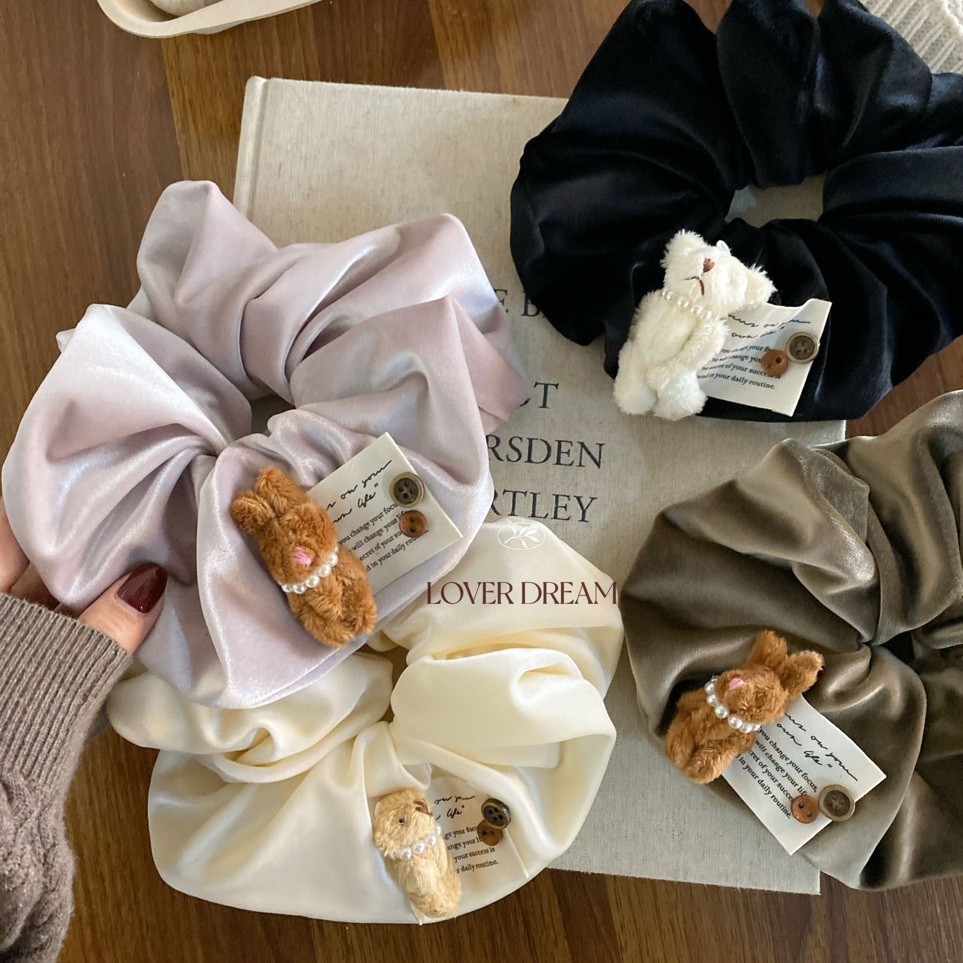 Women's Cute Plush Animal Velvet Large Bow Hair Ties Soft Texture Accessories