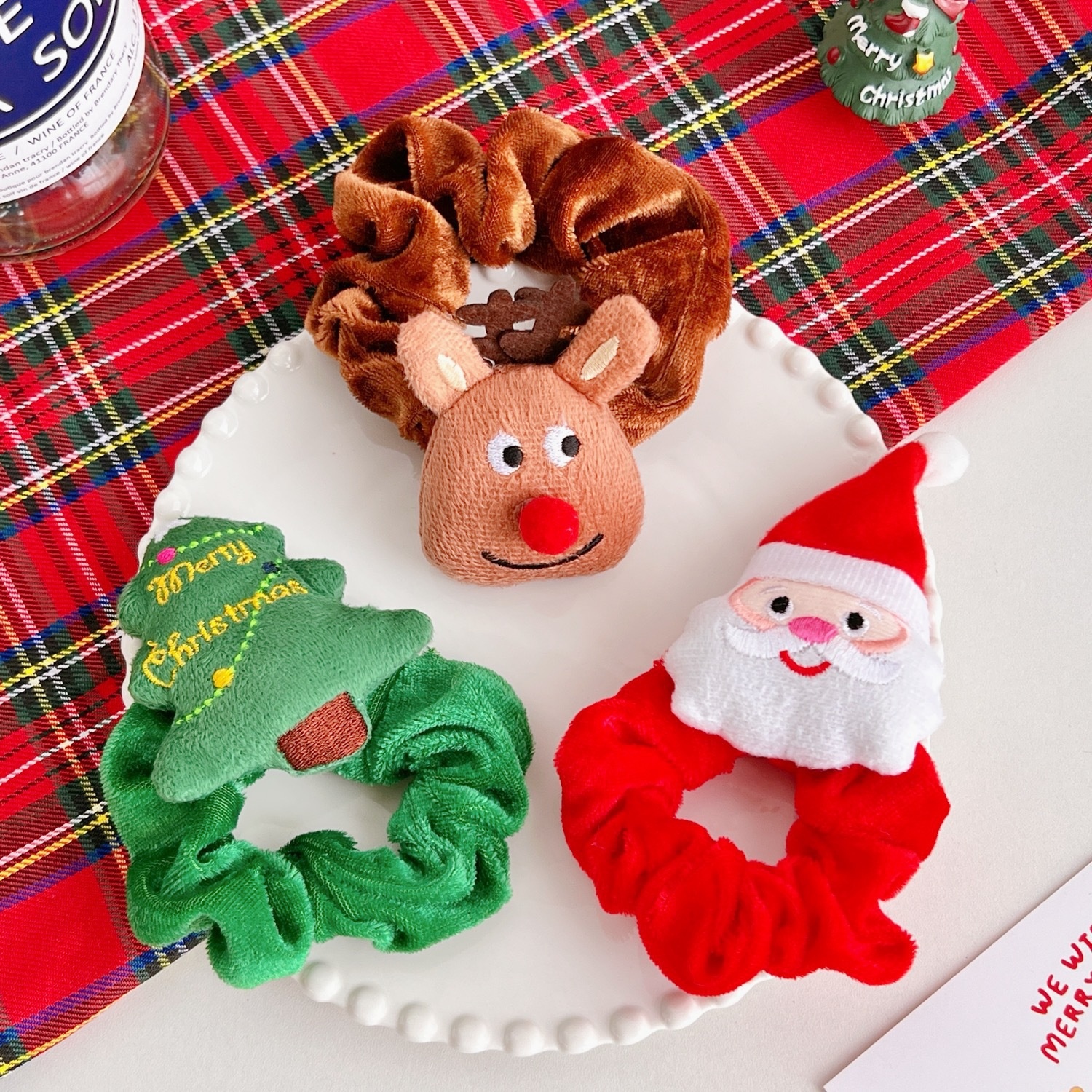 Women's Cute Christmas Hair Scrunchies Festive Holiday Velvet Hair Ties