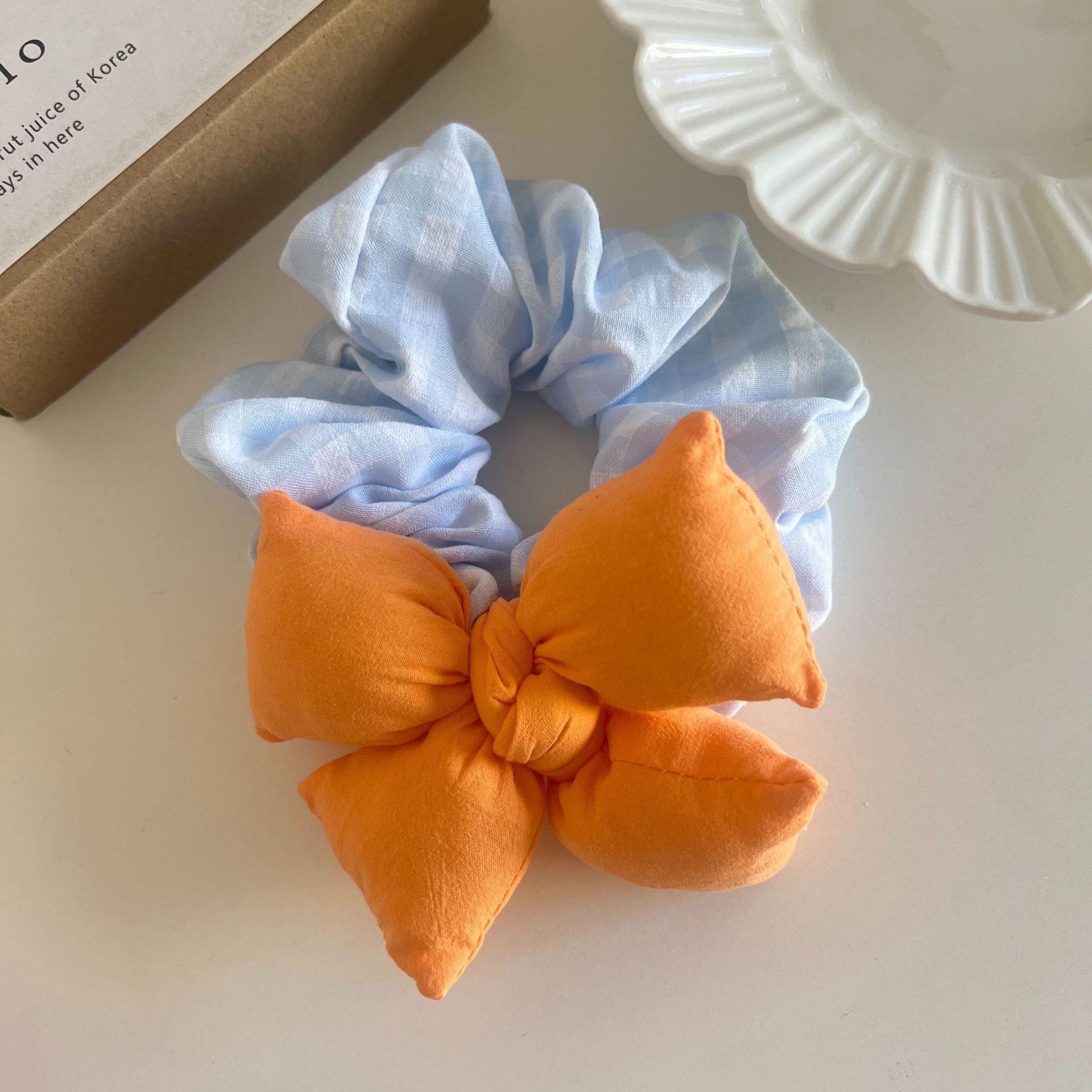Women's Summer Cute Butterfly Bowknot Fabric Scrunchie Elastic Hair Ties