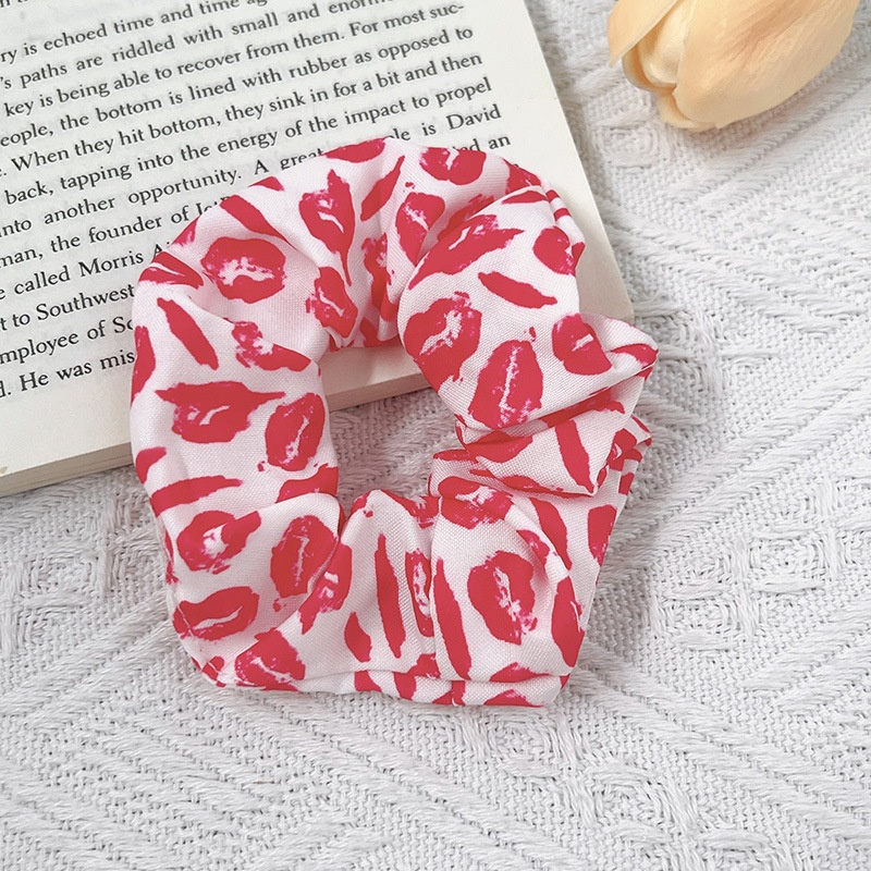 Women's Trendy High Elastic Polyester Hair Scrunchie Lip Print