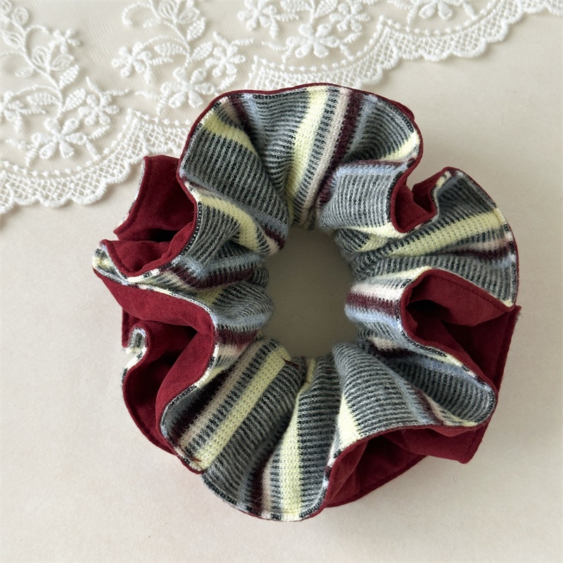 Women's Vintage Knitted Stripe Headband High Elasticity Winter Hair Tie