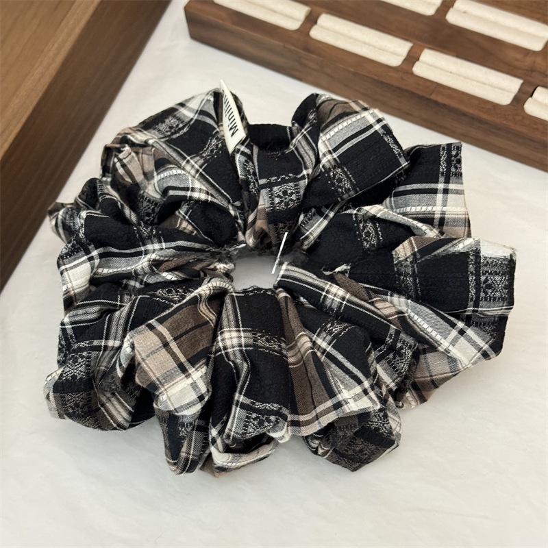 Women's Stylish Cloth Scrunchie Hair Accessories Blue Yellow Plaid