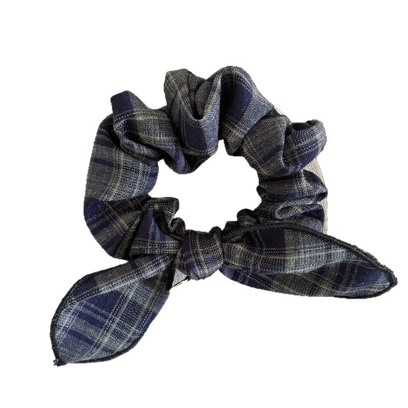 Women's Daily Cloth Bow Tie Hair Scrunchie Black Checkered Pattern