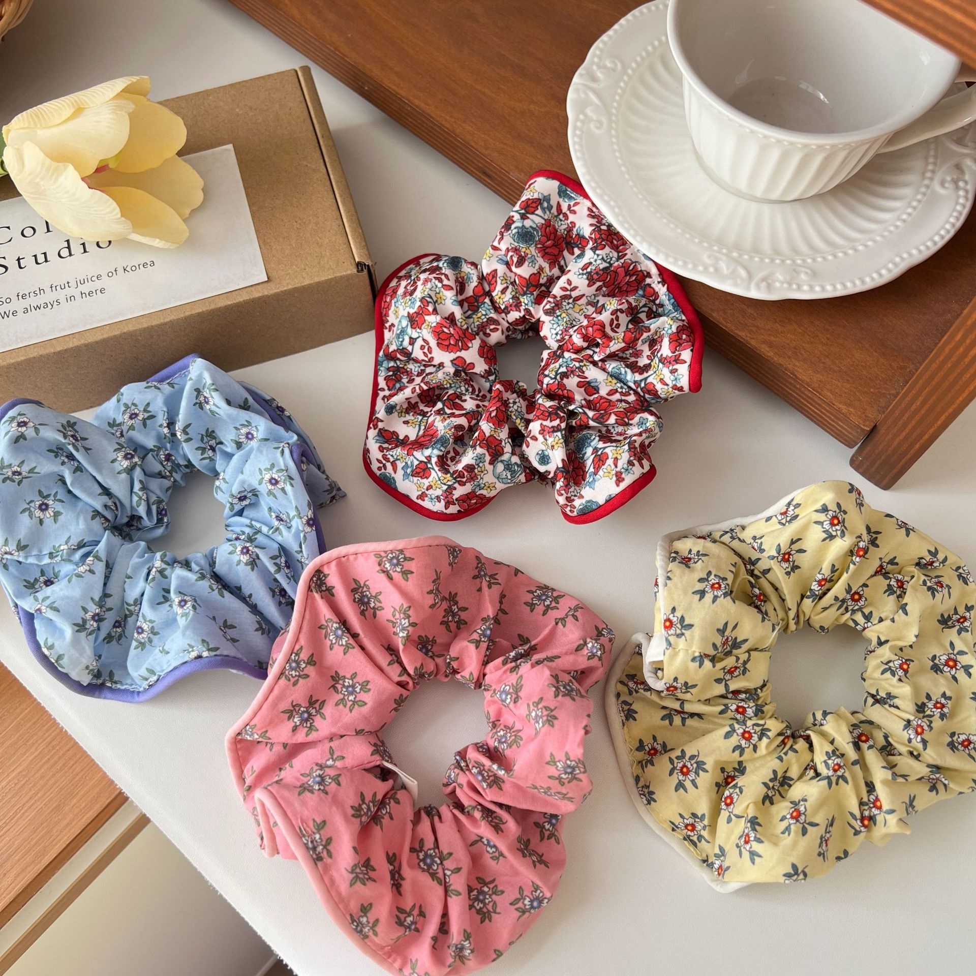 Women's Casual Cloth Bow Hair Tie High Elasticity Band Ditsy Floral Print