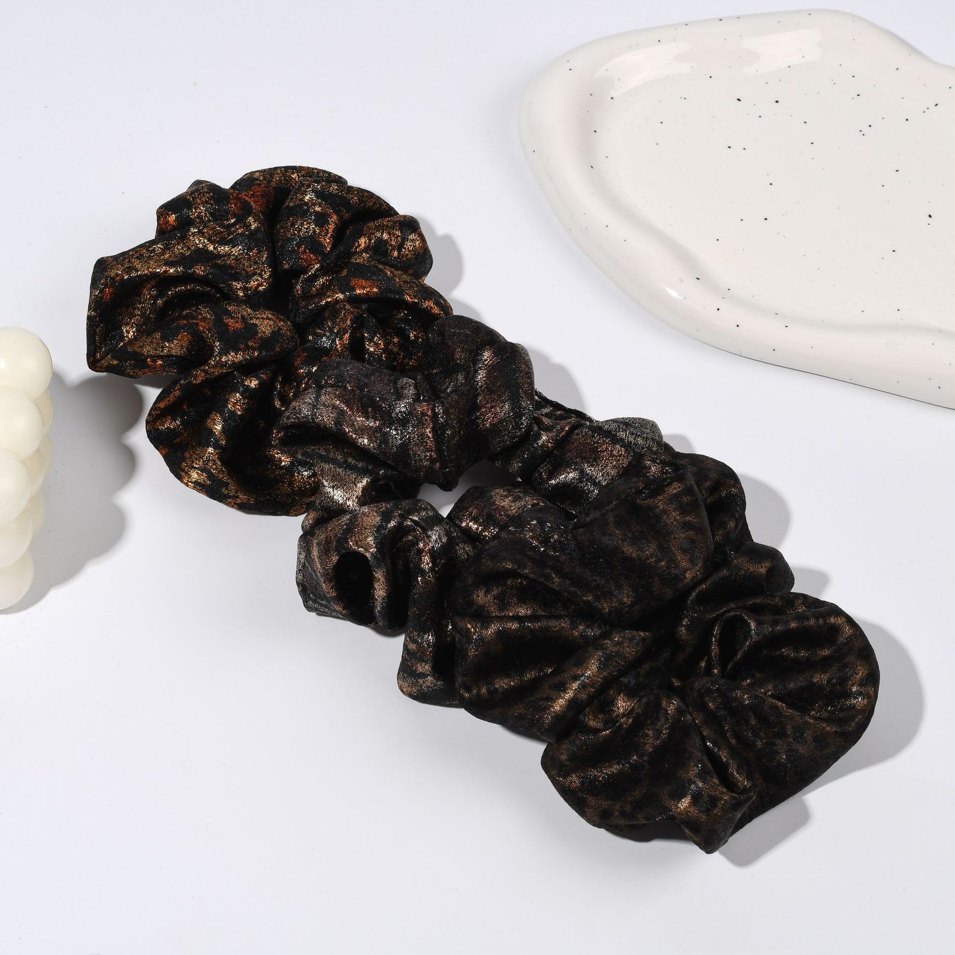 Women's Autumn Plaid Leopard Snake Print High Elasticity Cloth Hair Scrunchie