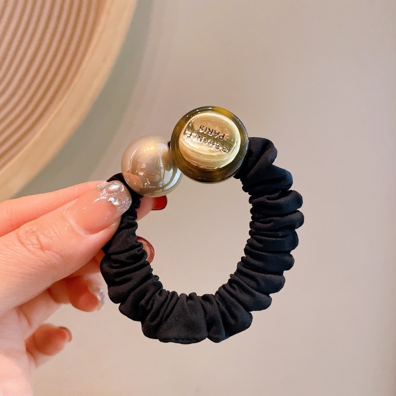 Women's All-Season Cloth Hairband Valentine Gift Black Pearl Letter