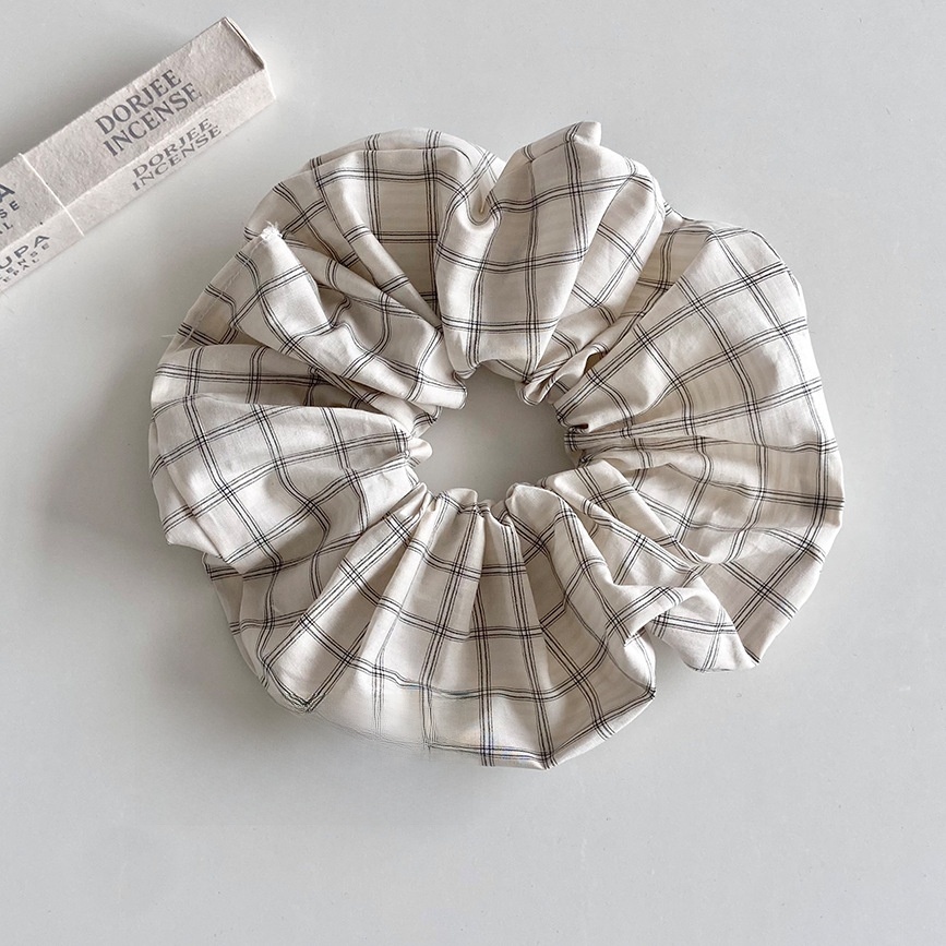 Women's Spring Casual Cloth Hair Band Tie Black And White Plaid