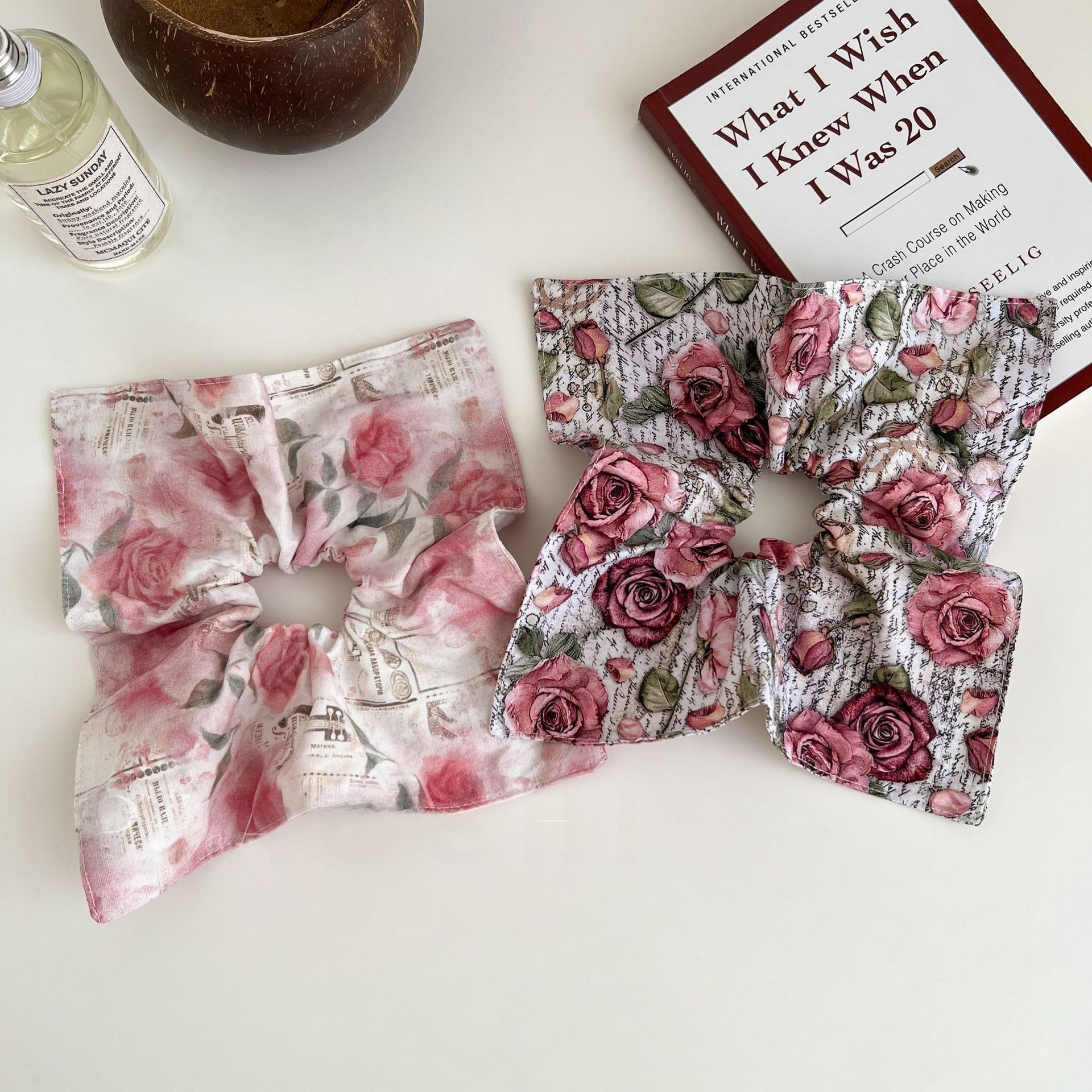 Women's Elegant Soft Cloth Hair Tie For Daily Wear Rose Floral