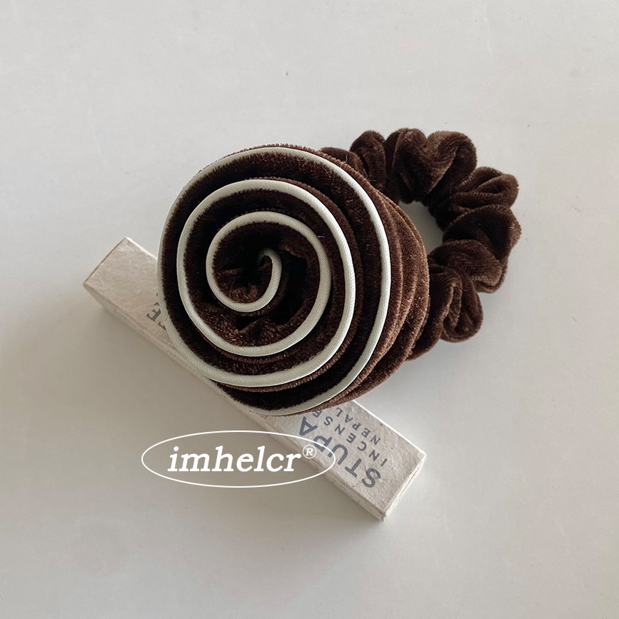 Women's Velvet Double Rose Ponytail Bun Hair Tie Mint Color Block