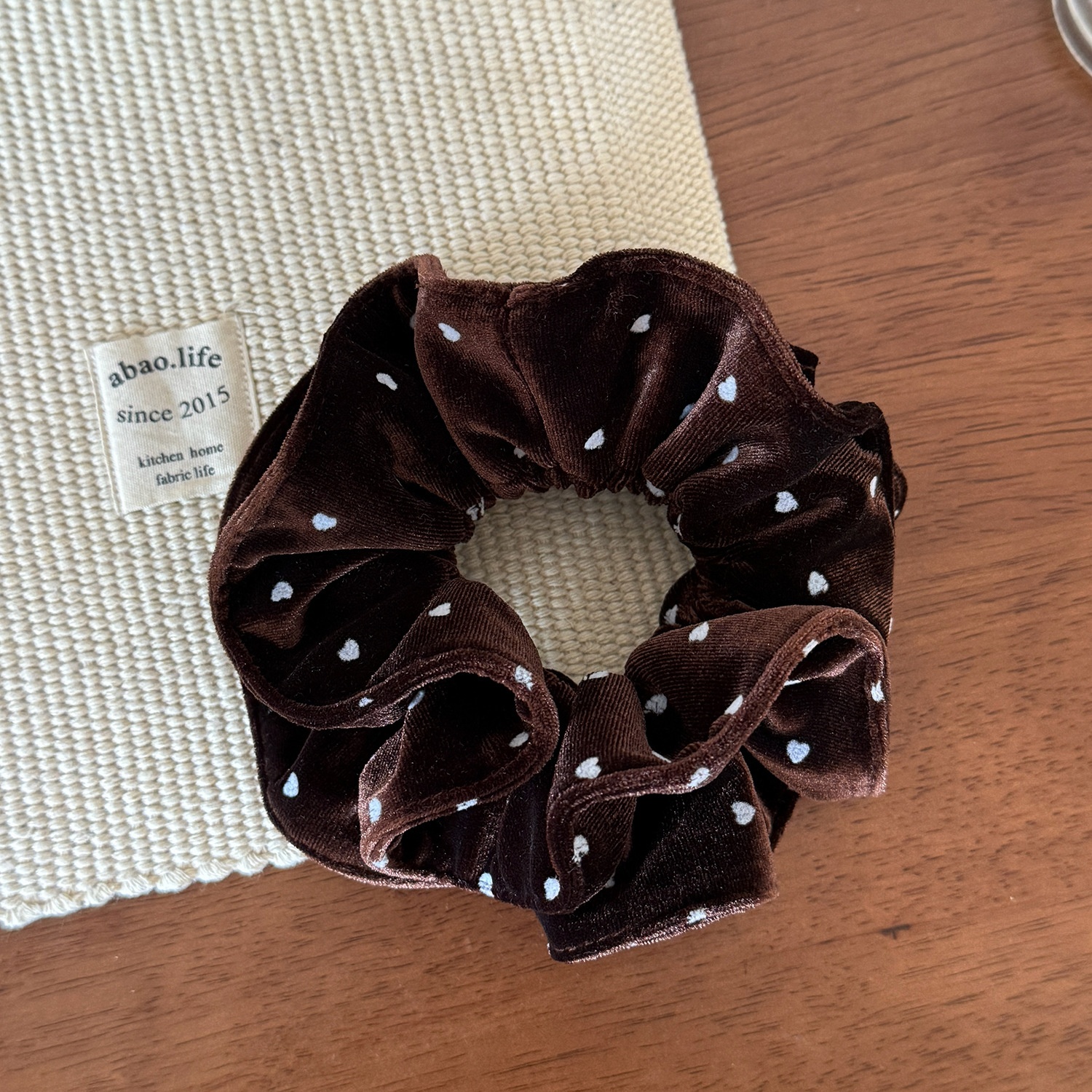Women's Elegant Velvet Polka Dot Hair Scrunchies Small Fragrance Style Ties